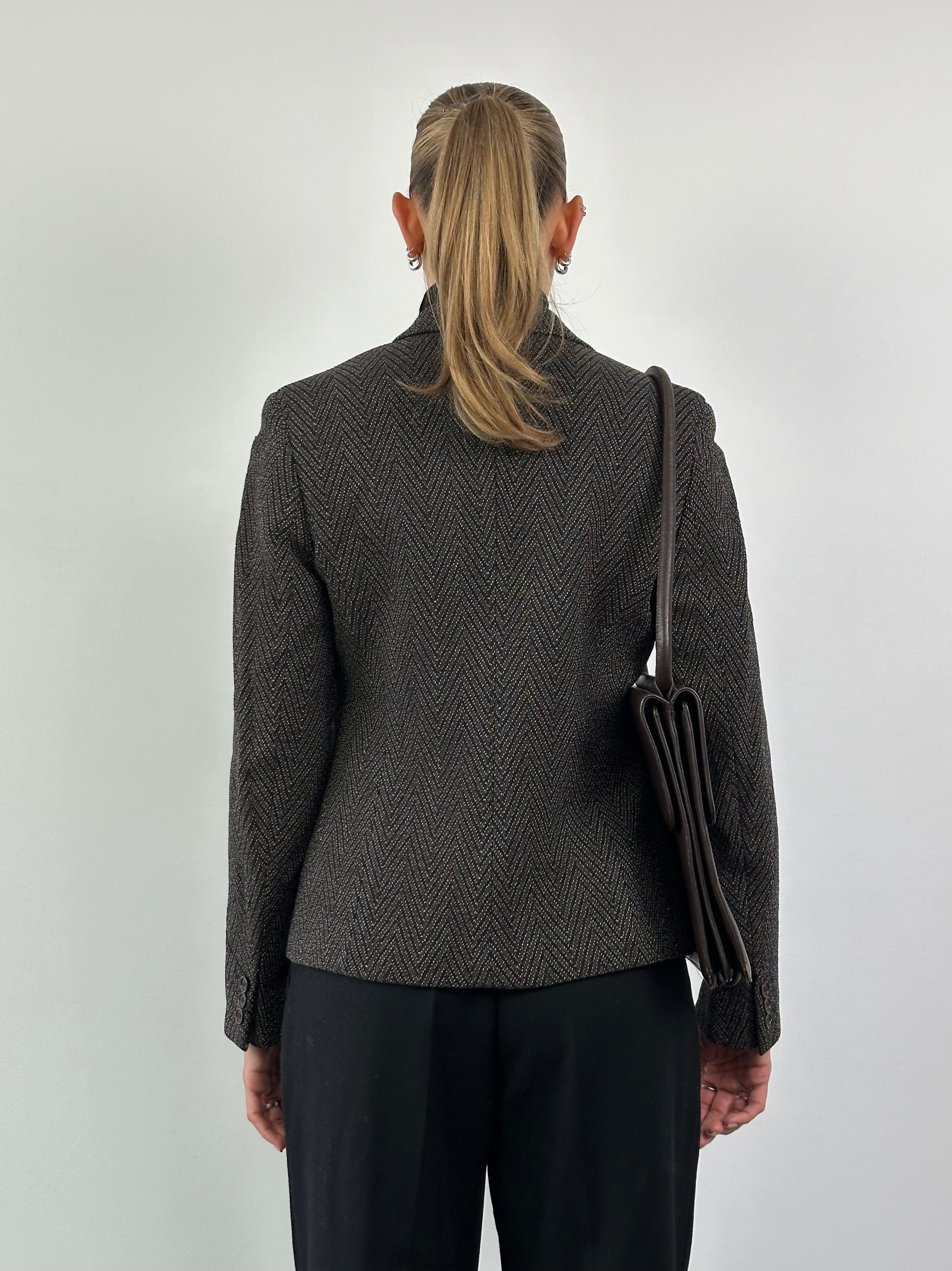 Max Mara pure wool woven fitted blazer in size S, tailored with a classic lapel and structured silhouette.
