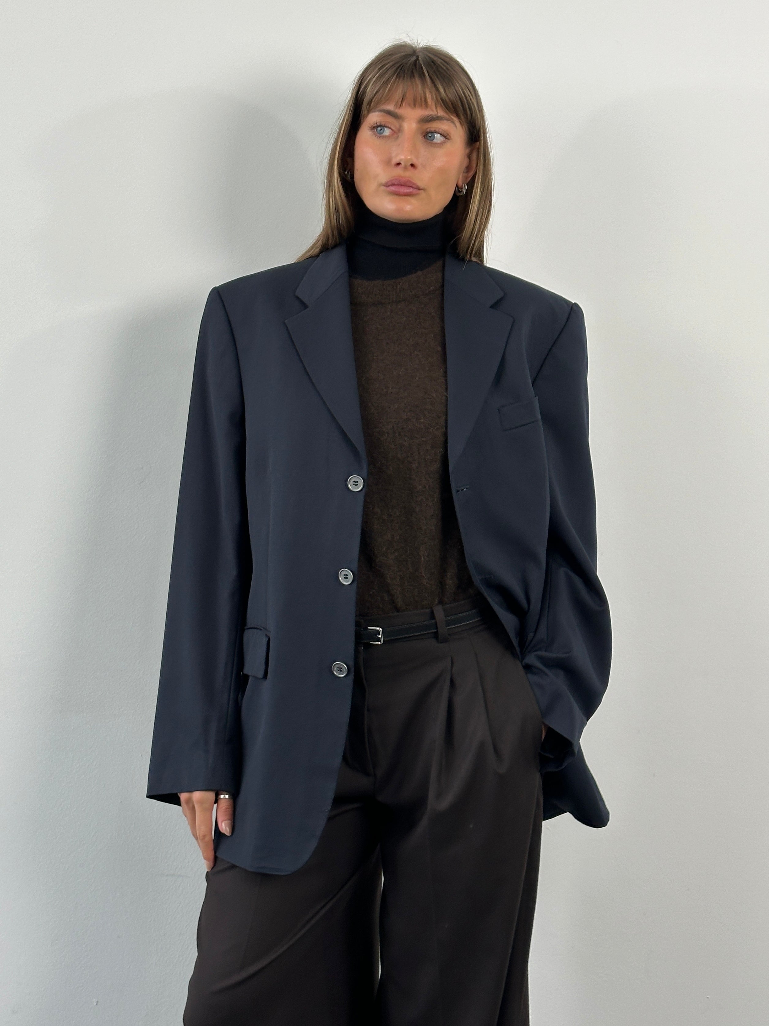 Yves Saint Laurent Pour Homme 1990s pure wool bespoke button blazer, size 42R/XL, tailored with a classic fit and elegant design.