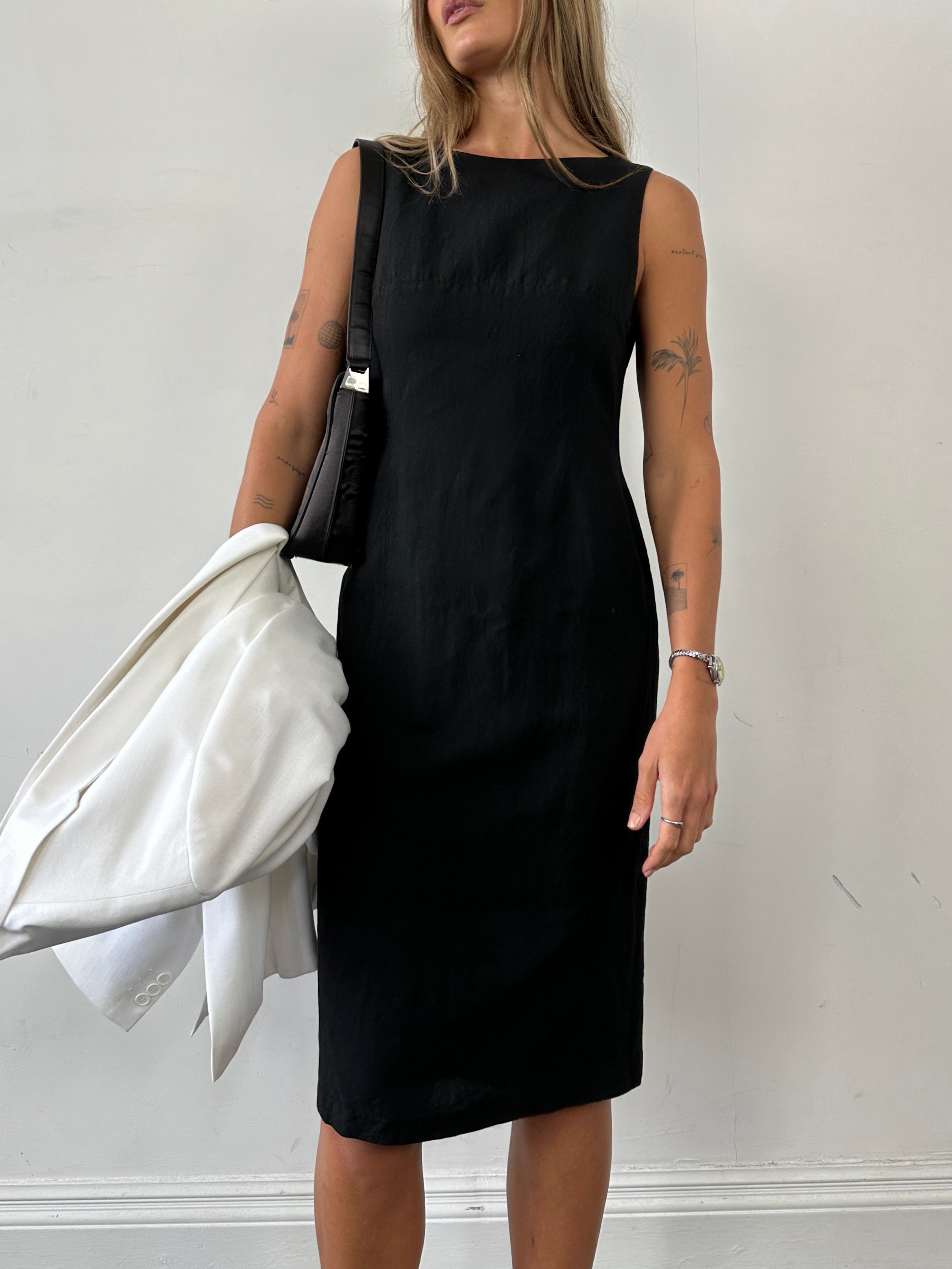 Laura Ashley Linen Midi Shift Dress - S - SYLK