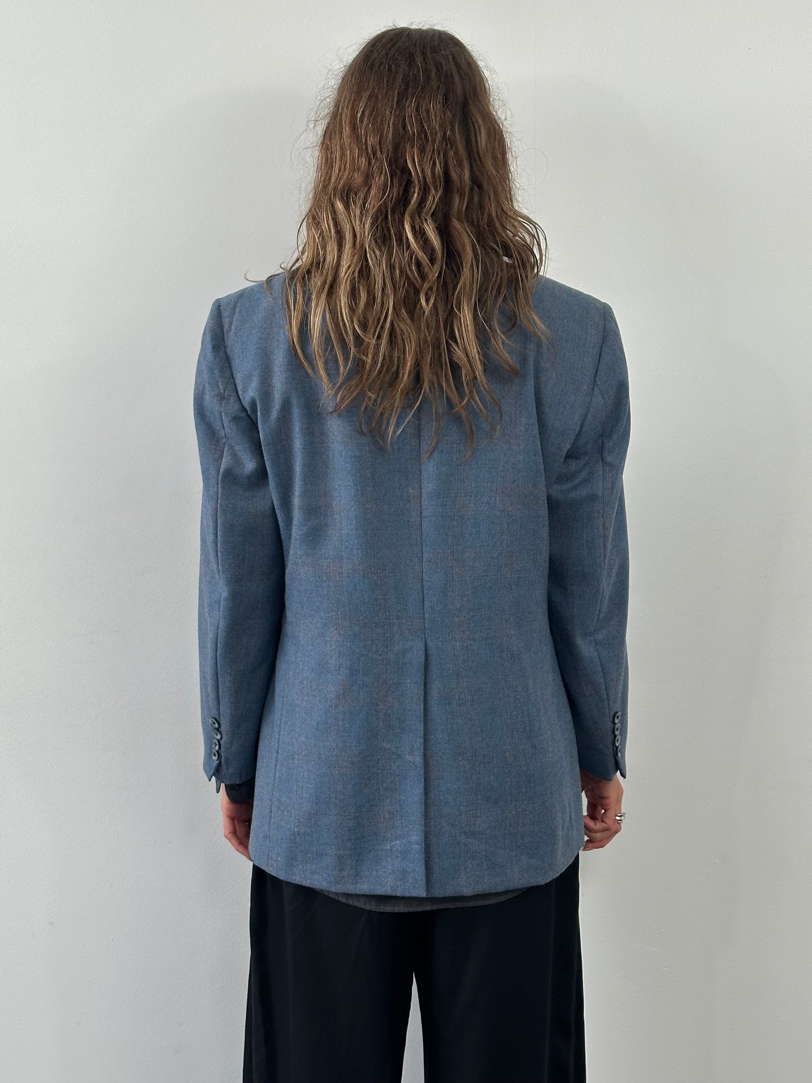 Christian Dior Paris 1980s pure wool check blazer, size 40R/L, tailored fit with classic plaid pattern and structured lapels.