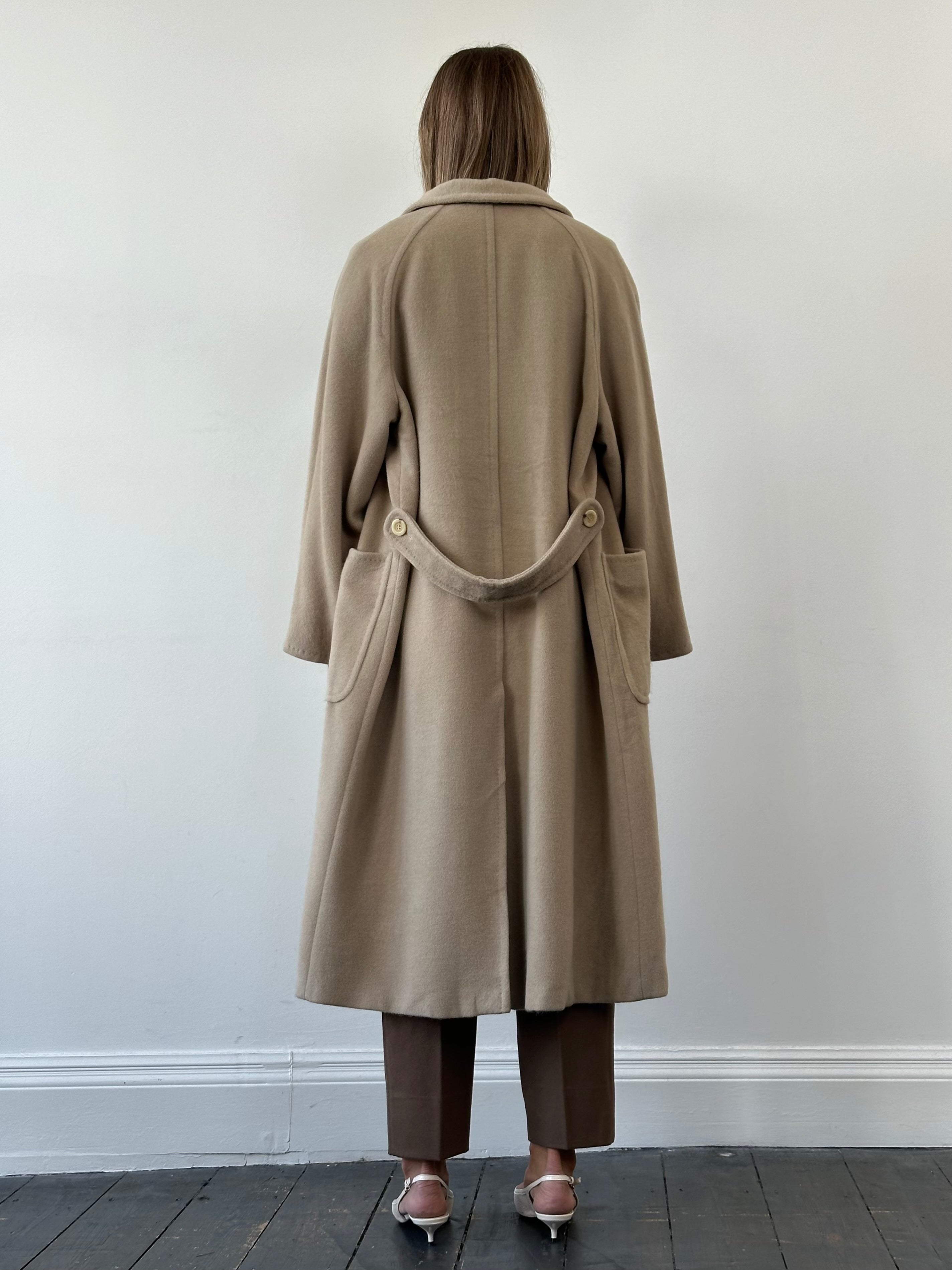 Max Mara Wool Cashmere Double Breasted Floor Length Coat - XL | SYLK