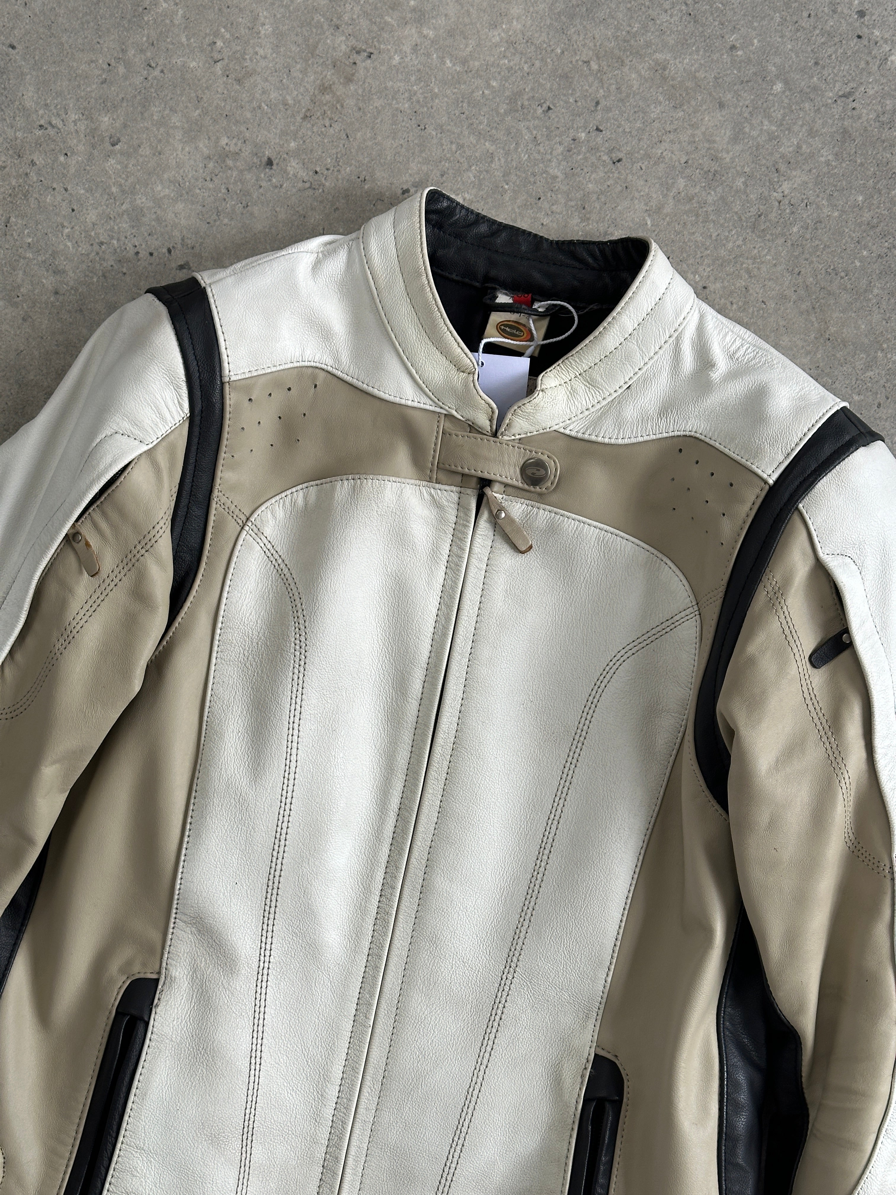 Vintage brand vintage motorcycle leather jacket in size small/medium, featuring classic design and durable leather material.