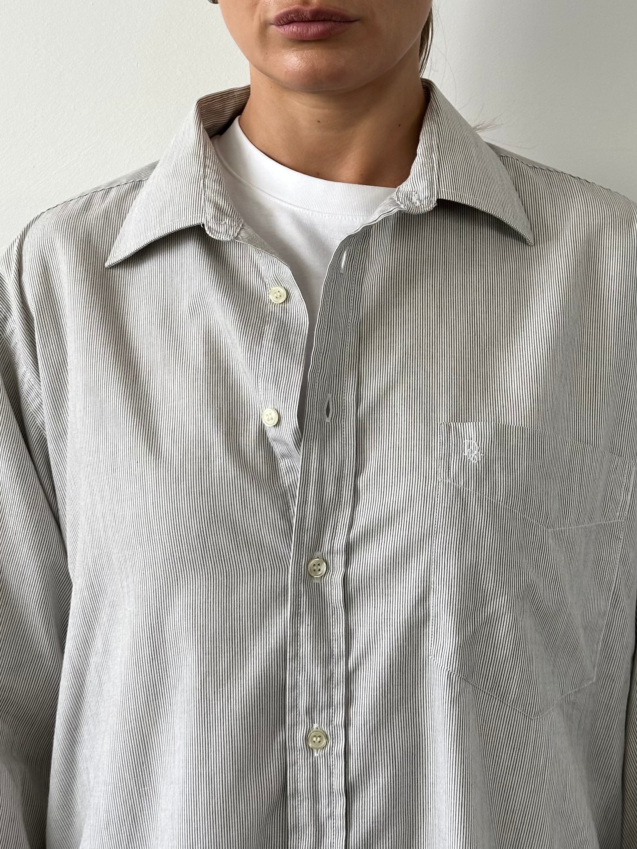 Christian Dior stripe cotton logo shirt in XL, featuring a stylish design with bold stripes and the Dior logo on the front.