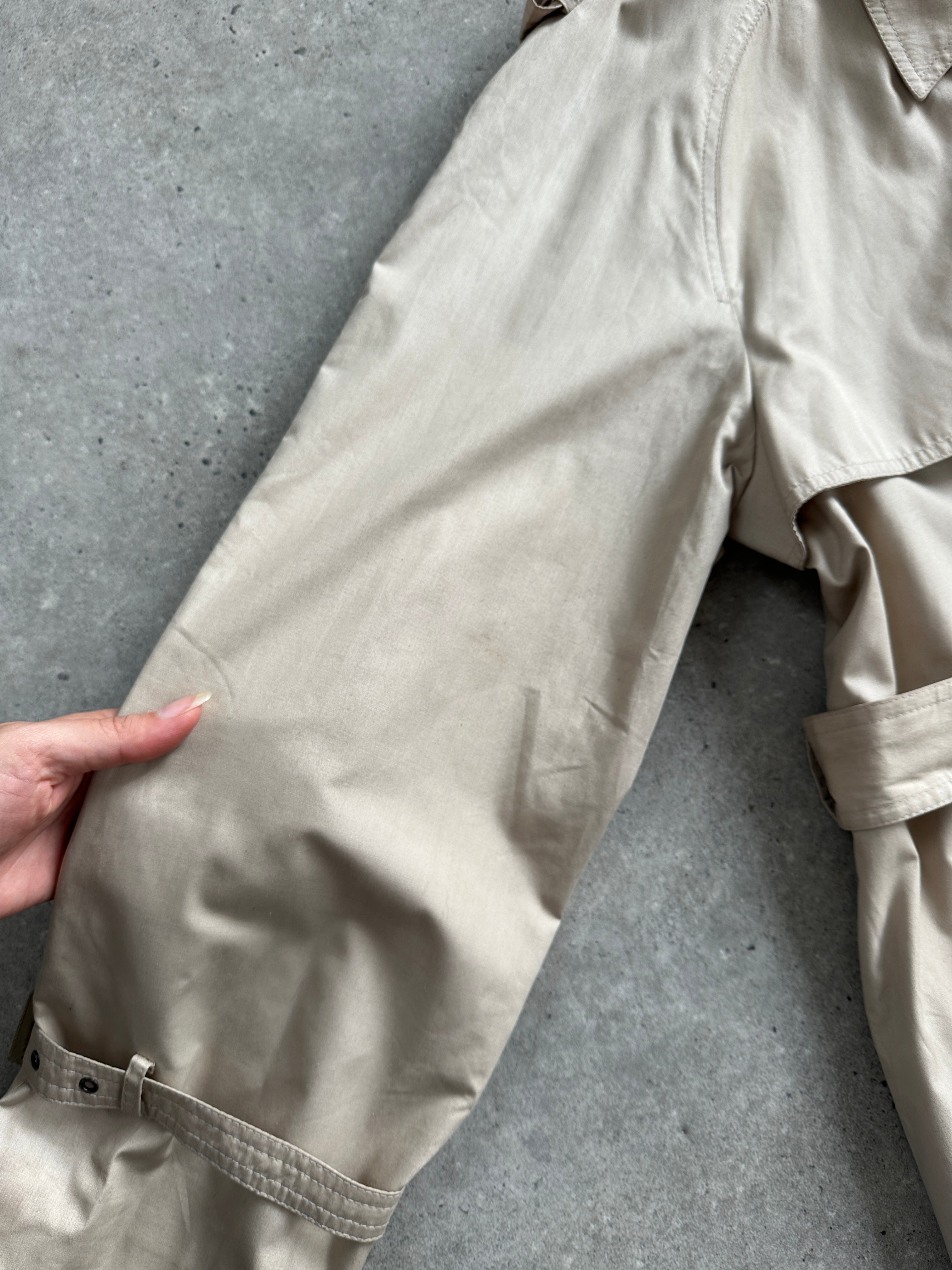 Yves Saint Laurent 1980s Cotton Double Breasted Belted Trench Coat - XL - SYLK