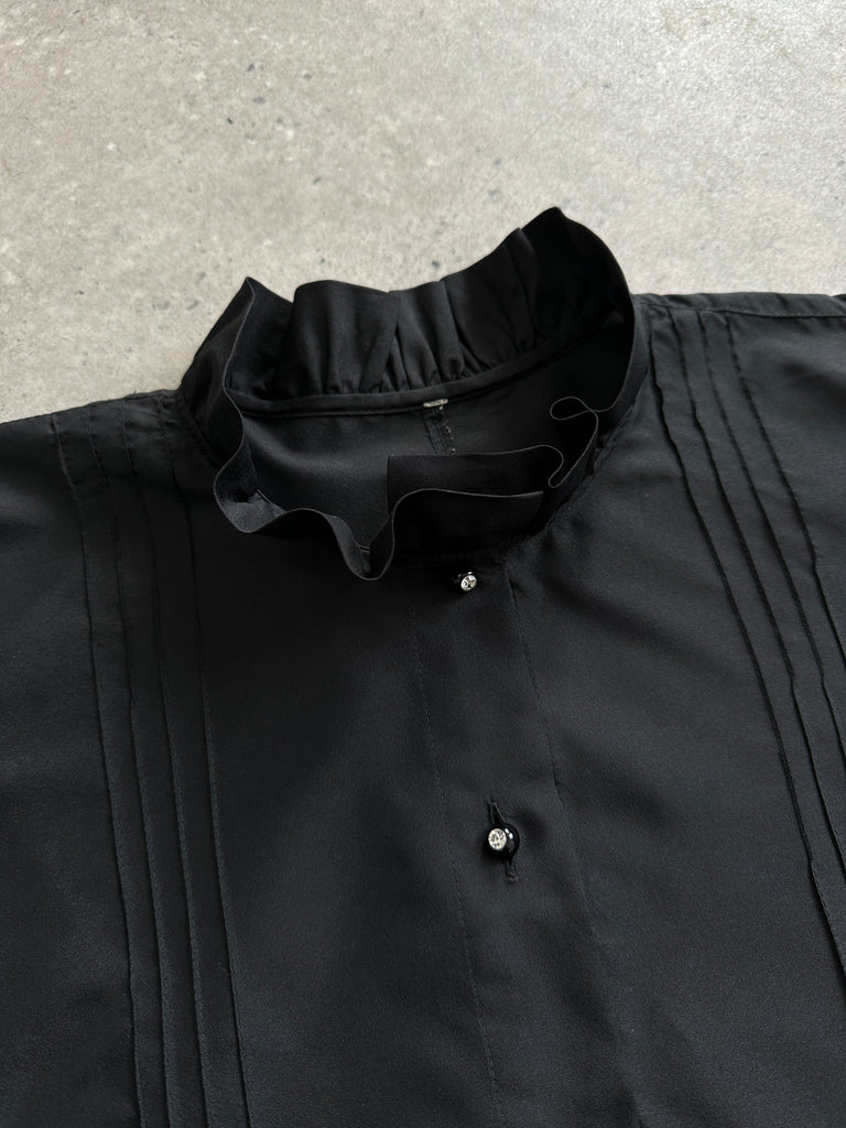 Vintage Pleated Puff Sleeve Shirt - M - SYLK