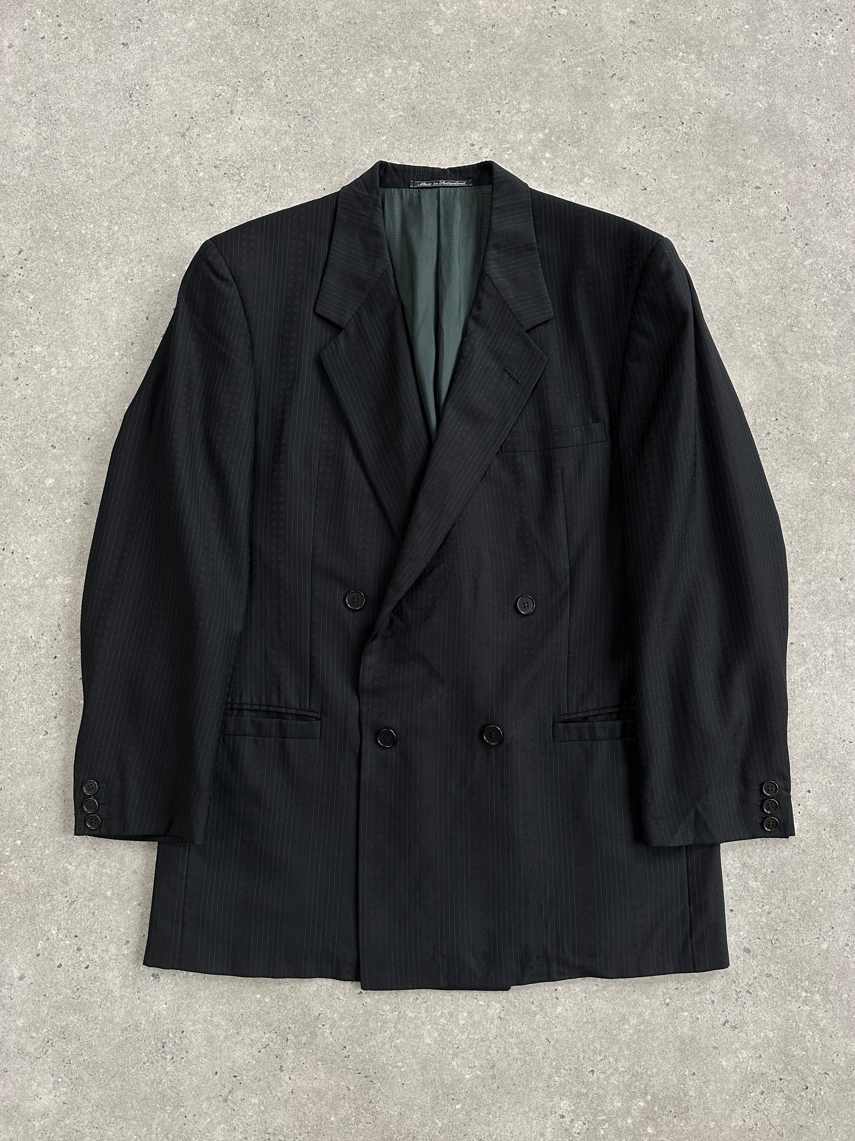 Versace Classic V2 90s pure wool double-breasted blazer in size 40R/L, featuring a tailored fit and timeless design.