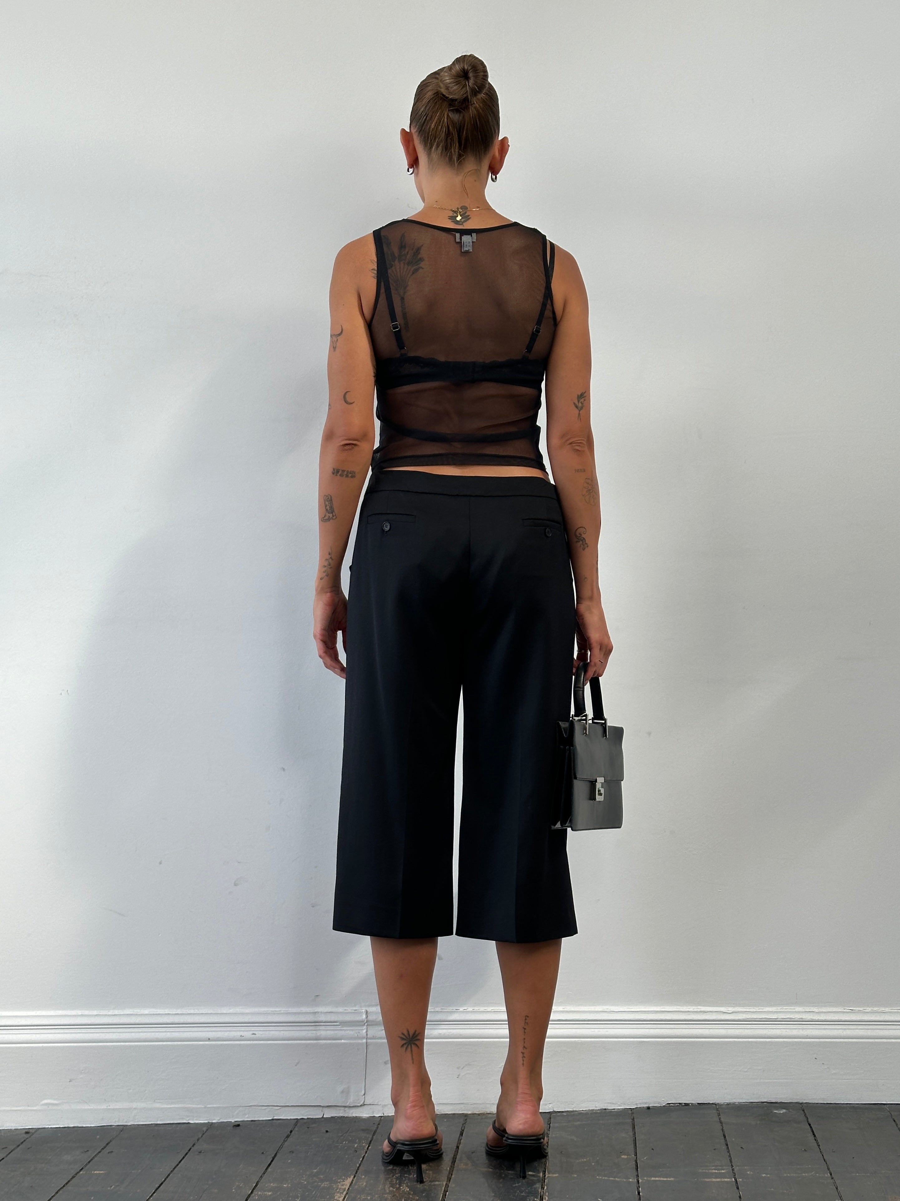 Jaeger pure wool low waist straight leg culottes shorts in neutral fabric, W34 size, displayed flat on a white background.