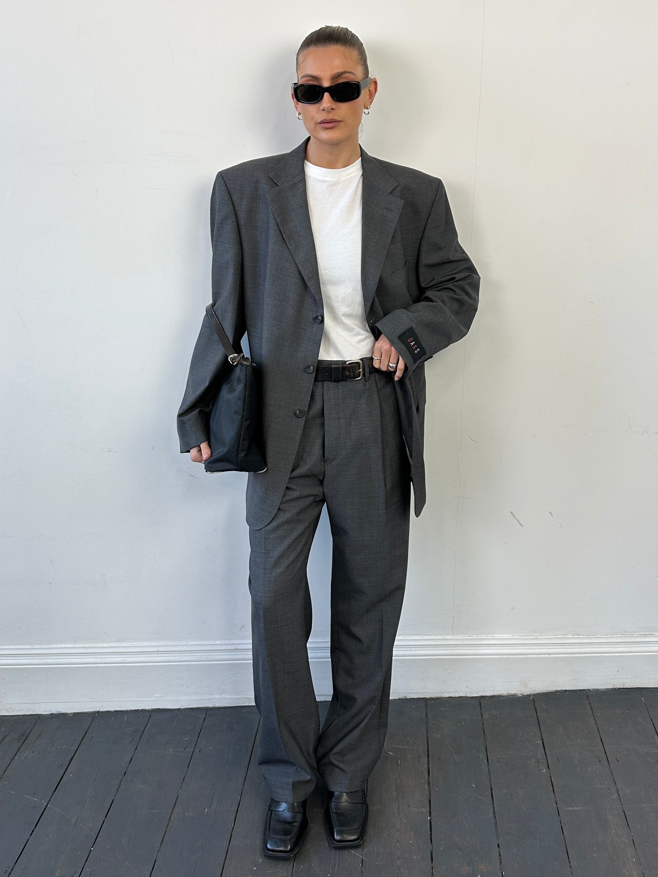 Vintage Pure Wool Single Breasted Suit jumpsuit in size 44R/W36, featuring classic design and tailored fit.