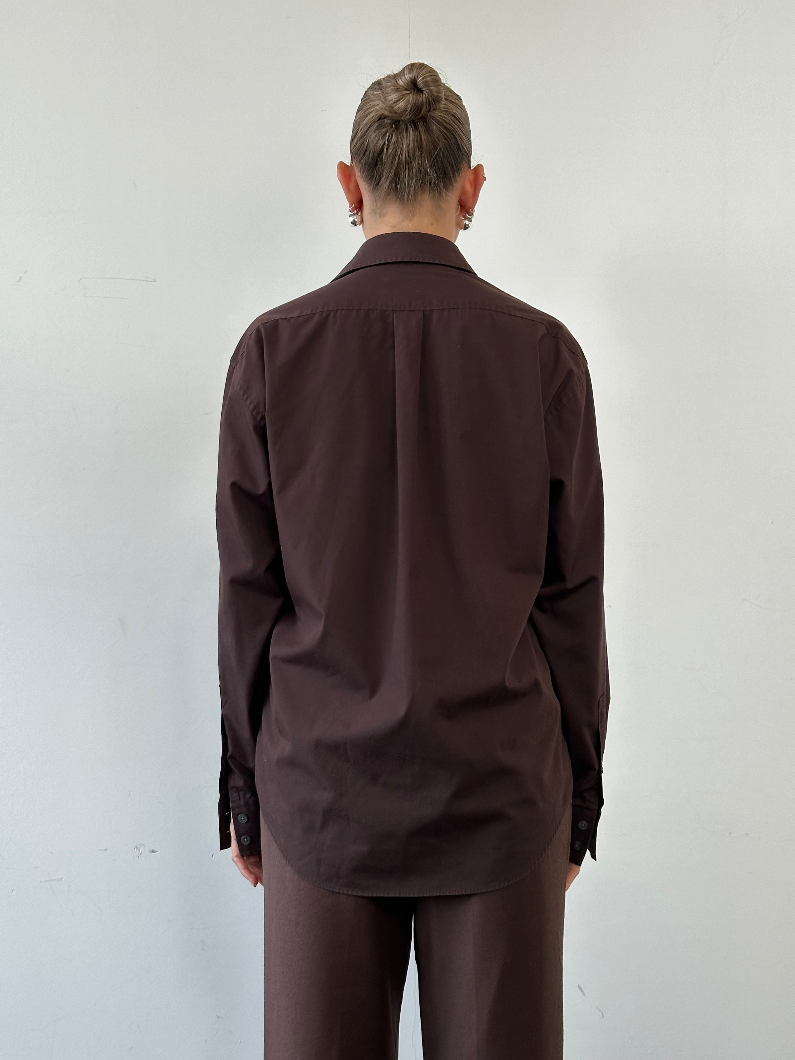 Yves Saint Laurent Pour Homme cotton logo shirt in size L, featuring a classic design with YSL branding on the chest.