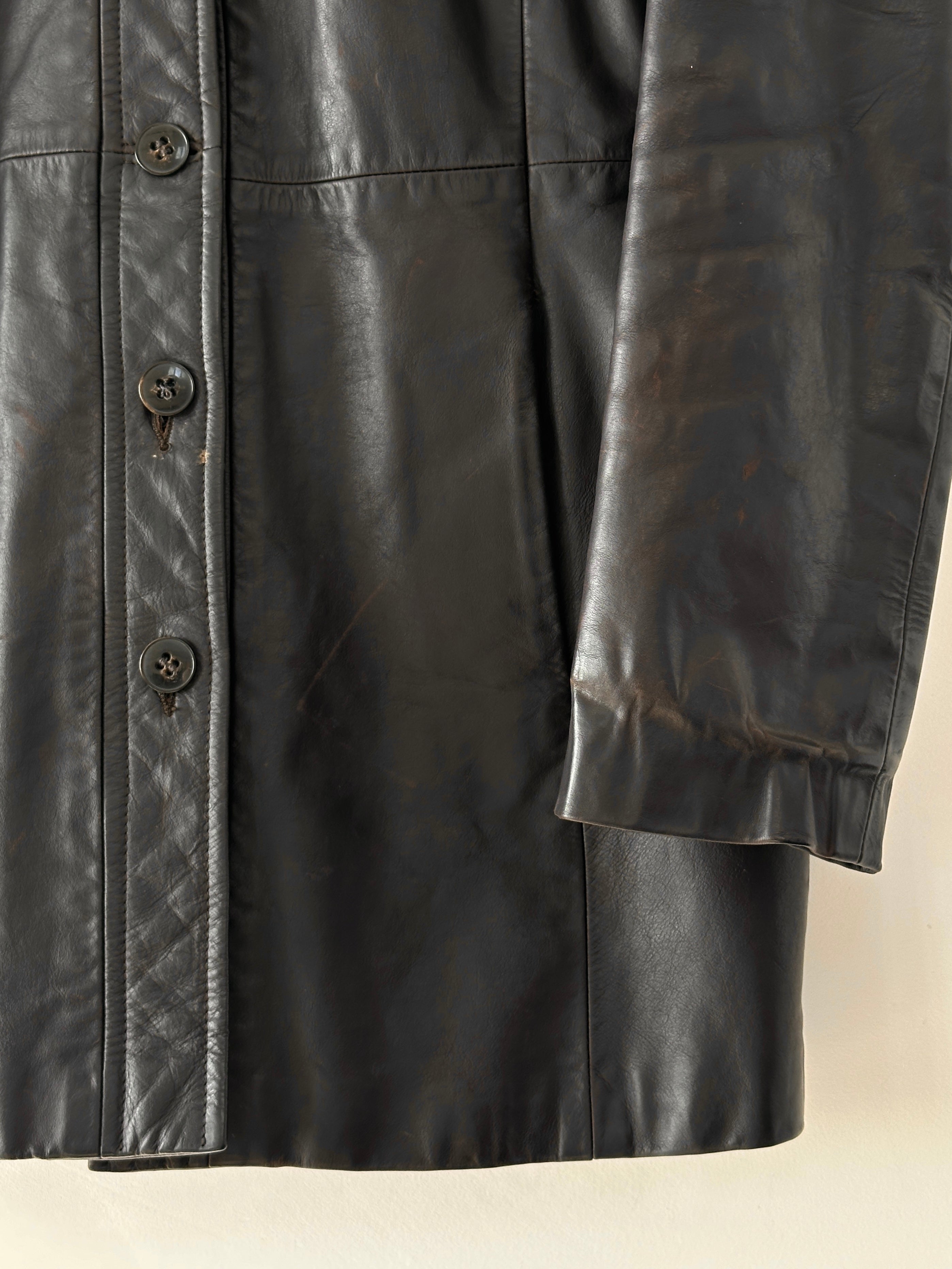 Emporio Armani leather jacket in size S, stylish black men's leather jacket with sleek design and fine craftsmanship.