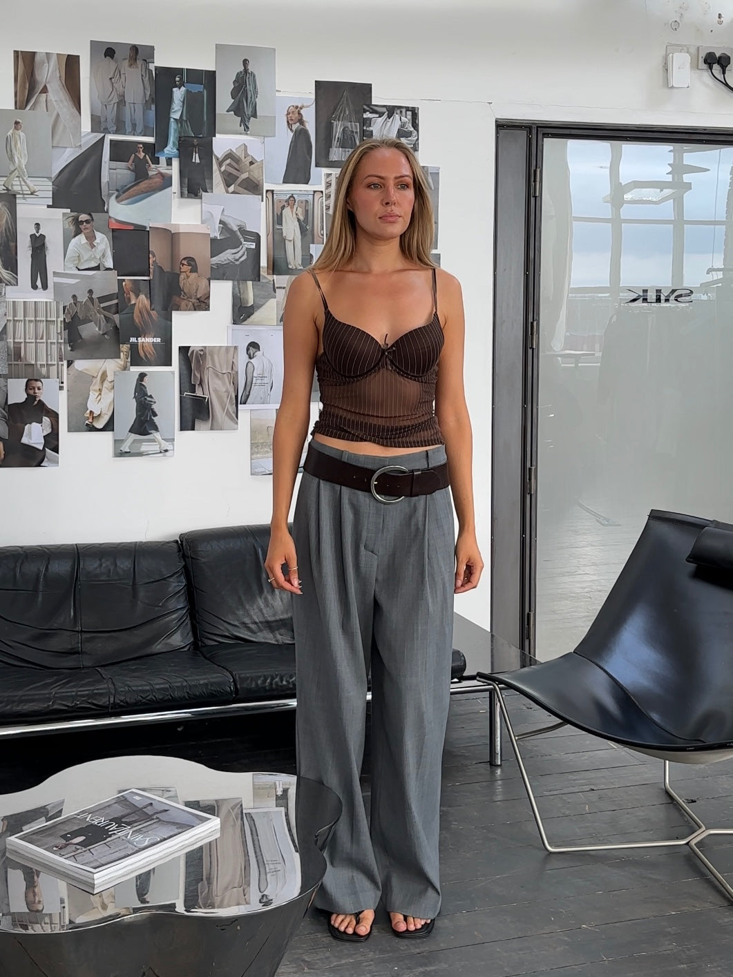 Vintage 2000s sheer stripe top, size M, featuring lightweight fabric and bold stripe pattern, perfect for casual or layered looks.