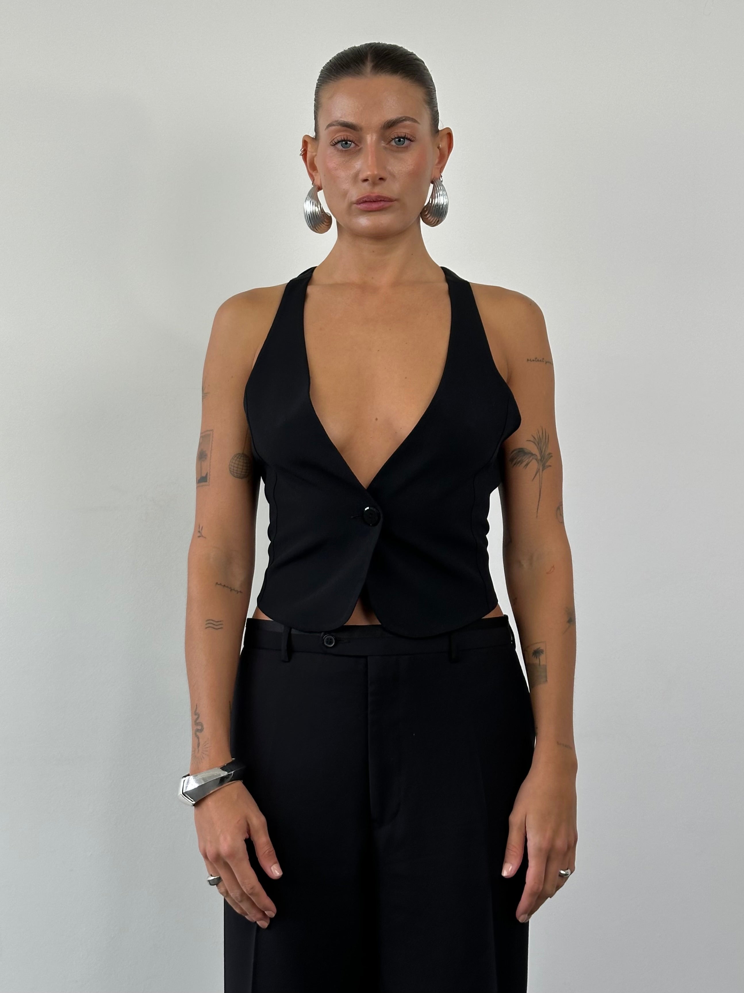 Emporio Armani Single Button Curved Tailored Waistcoat - M/L - SYLK