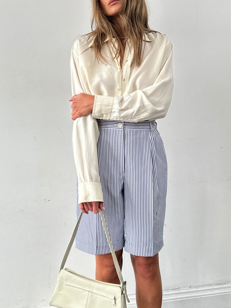 Vintage Stripe Pleated Shorts - W28 - SYLK