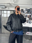 Vintage 1990s Leather Blouson Bomber Jacket - L - SYLK