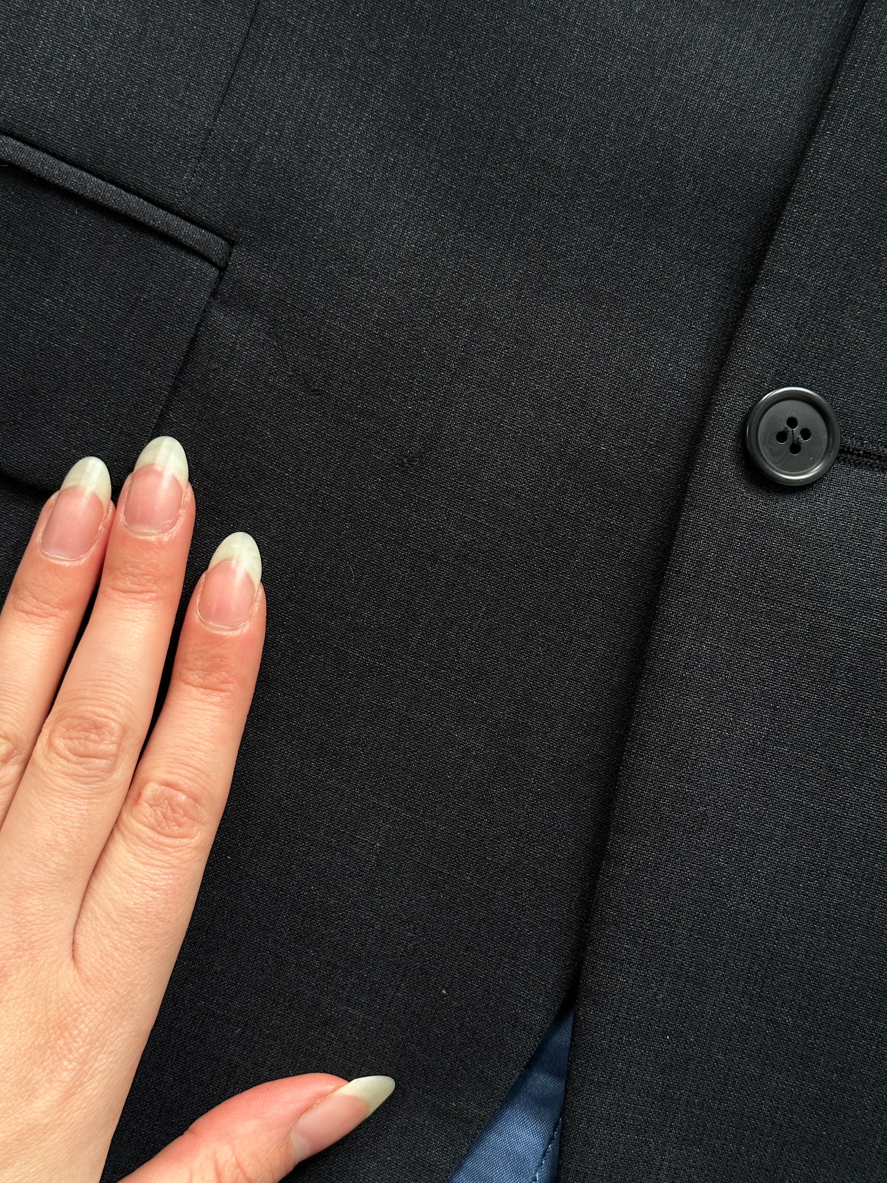 Vintage wool vintage jumpsuit in size 38R/W30, featuring a single-breasted suit design with classic tailored details.