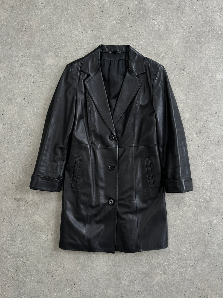 Italian Vintage Mid Length Leather Jacket - S - SYLK