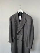 British Vintage Pure Wool Double Breasted Herringbone Coat - L/XL - SYLK