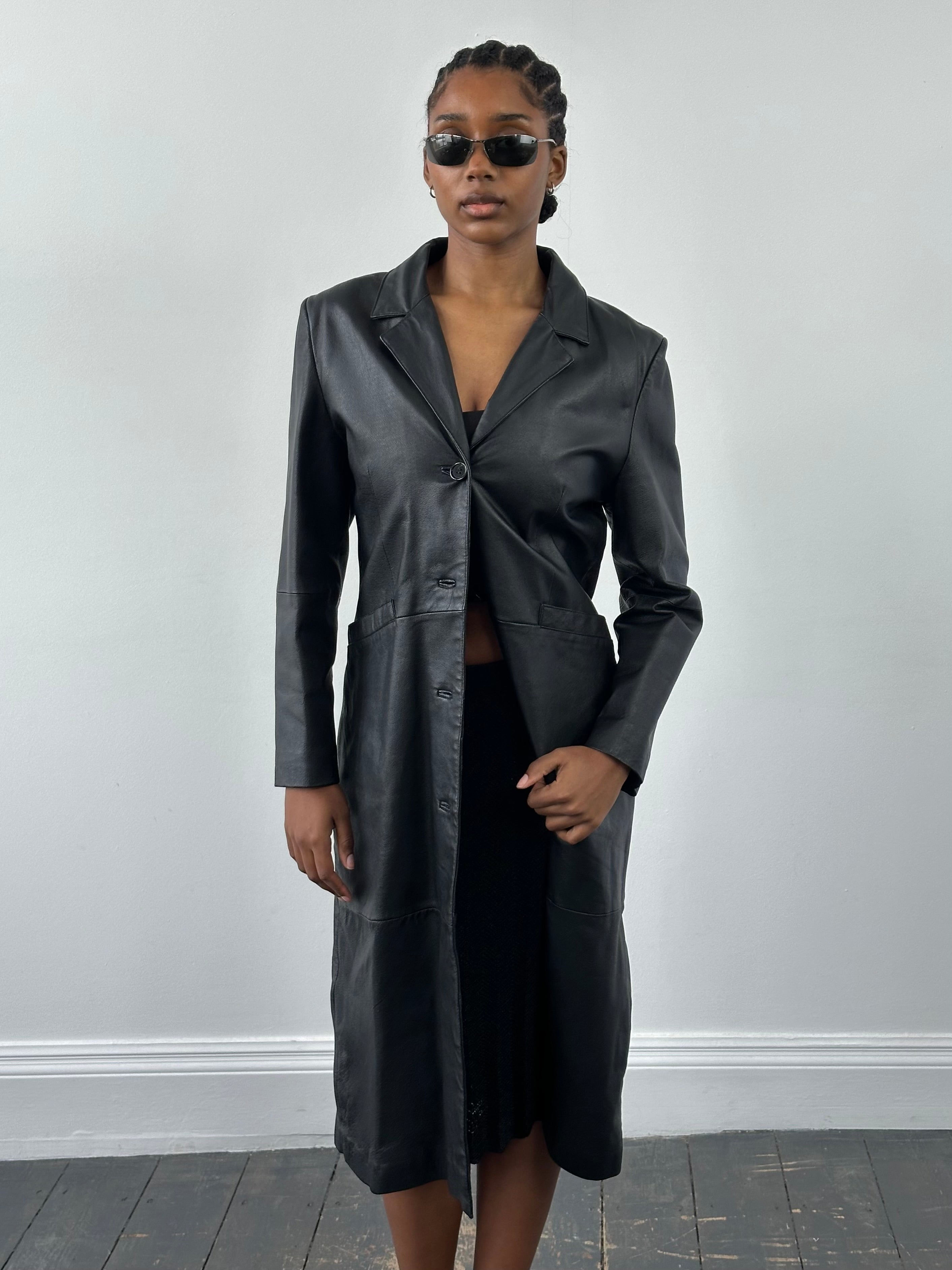 Vintage 1990s Leather Trench Coat - S - SYLK