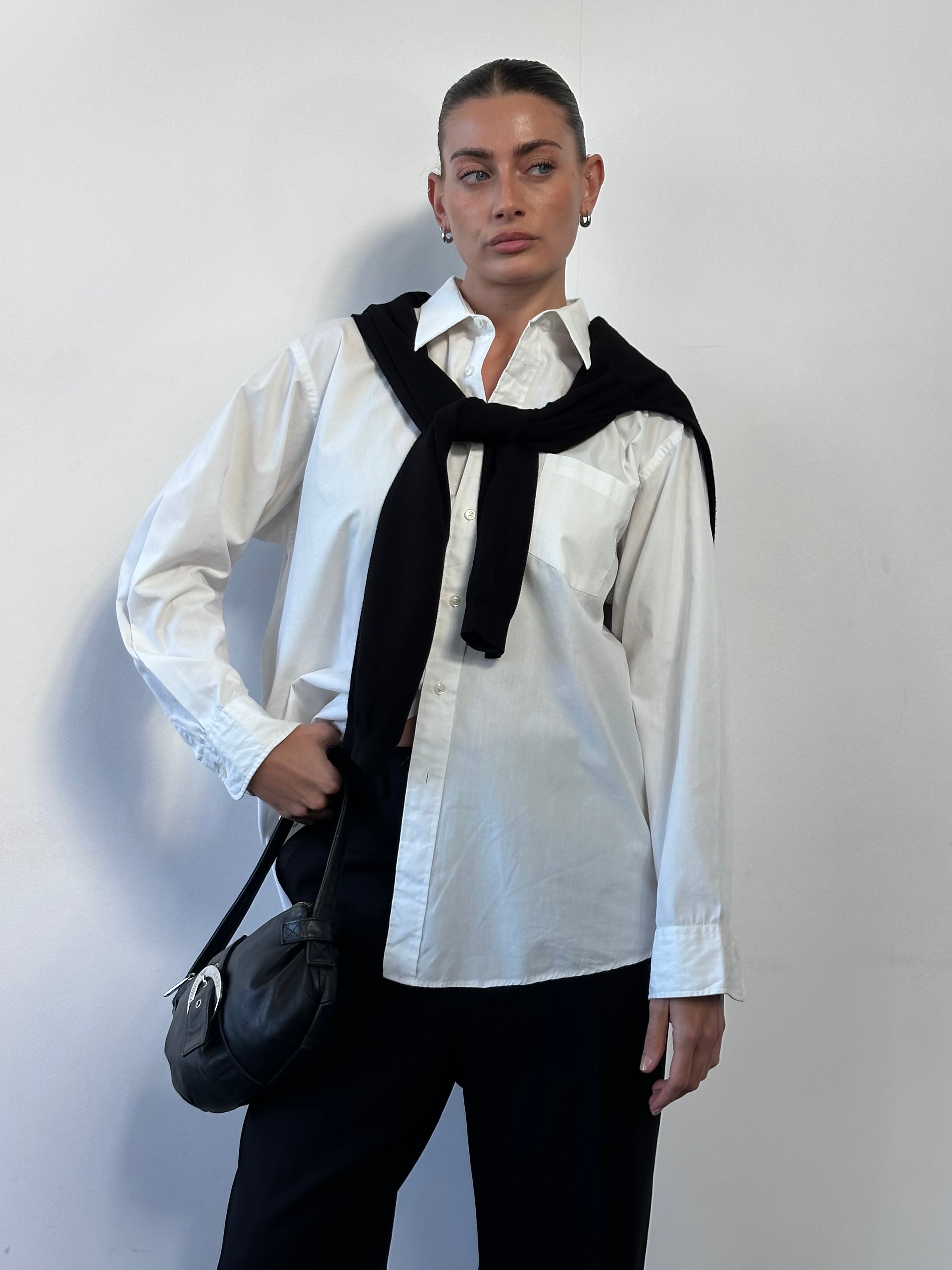 Christian Dior Monsieur cotton shirt in size L/XL, shown with a classic collar and button-front design.