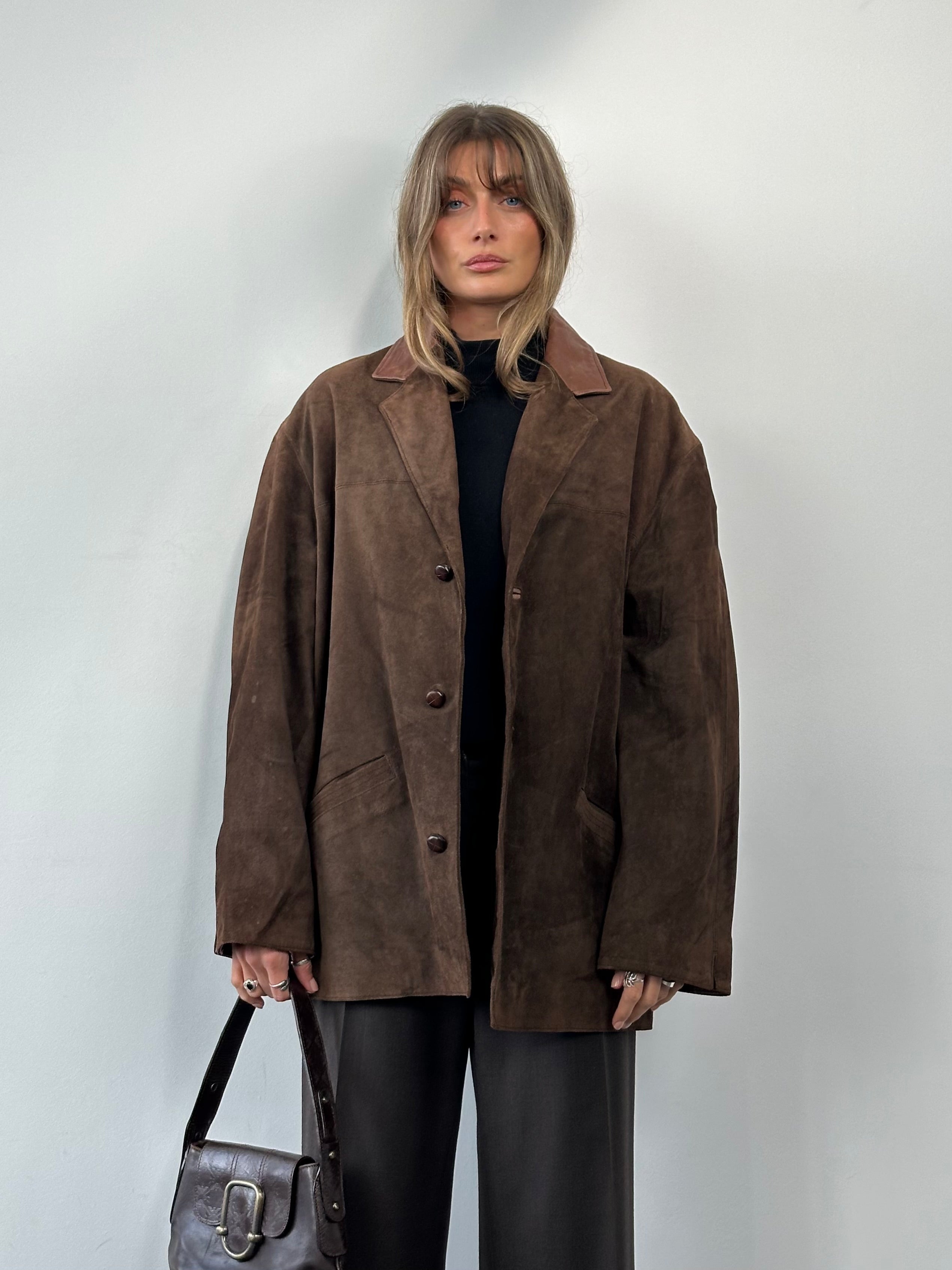 Valentino suede blazer jacket in XL, stylish men's leather blazer with a sleek, modern fit and refined design.
