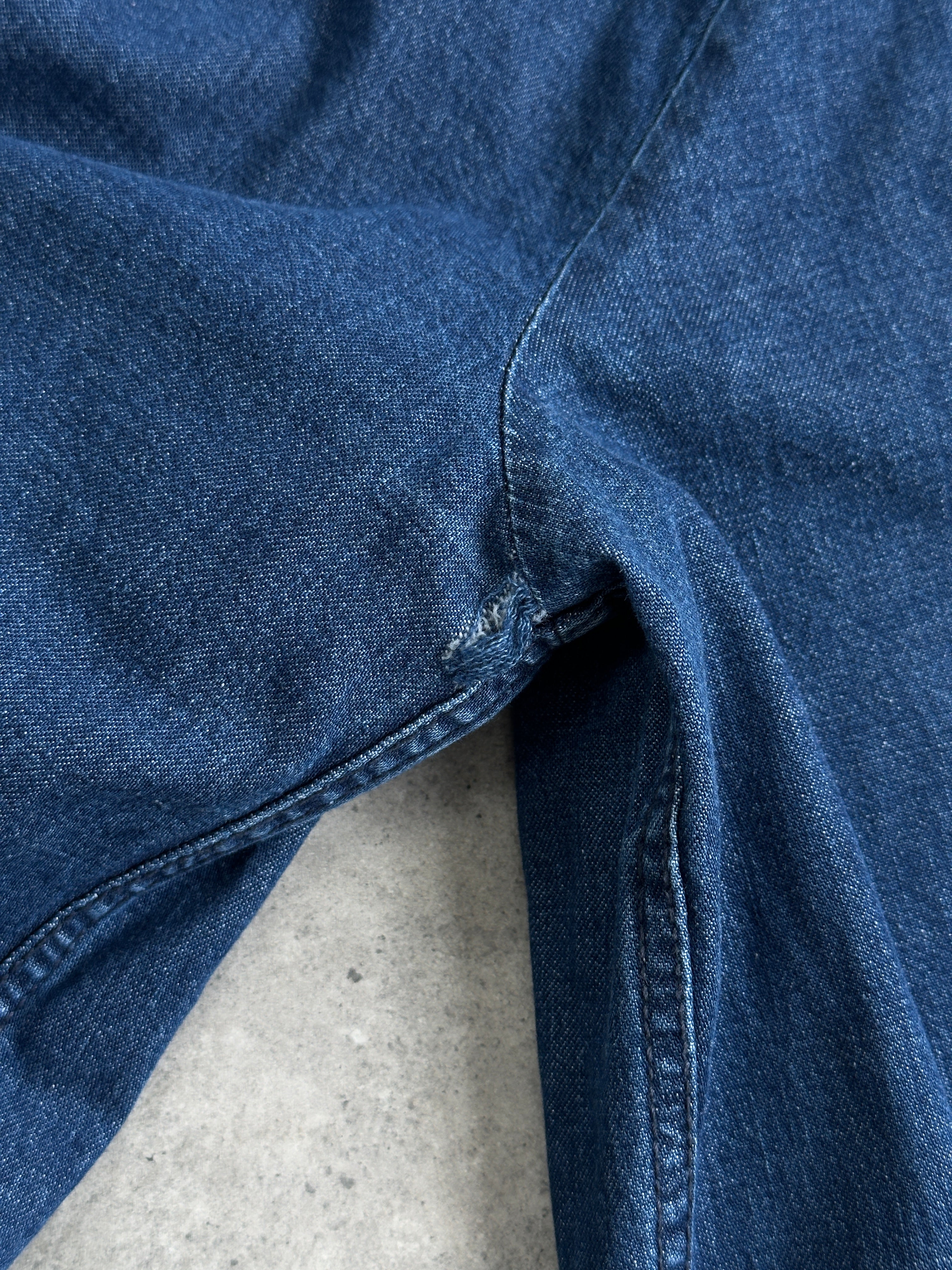MAX & Co pure cotton denim shirt in size S/M, shown in a casual fit with classic button-down style and light blue color.