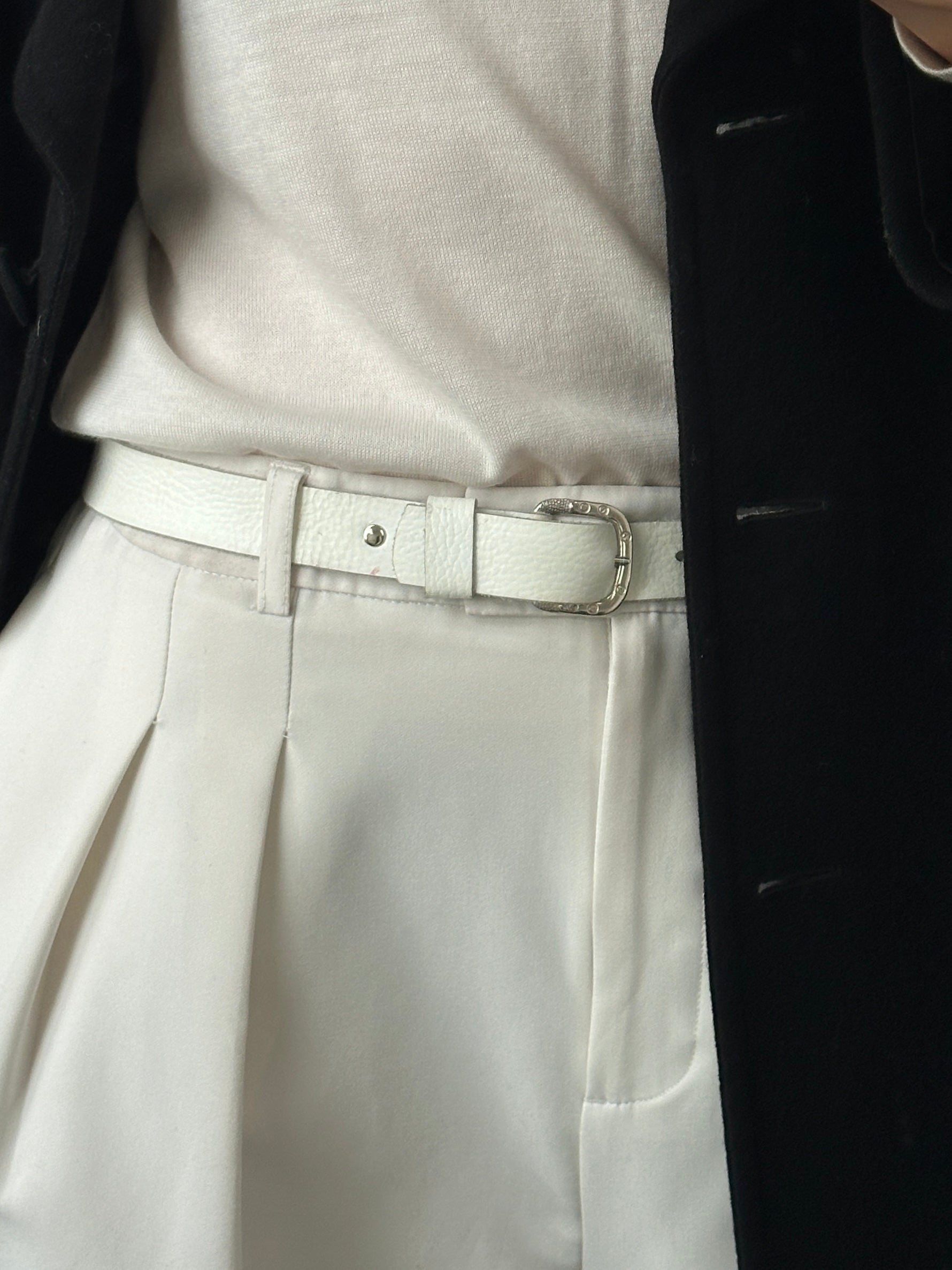 Vintage 1990s Chrome Leather Belt - W24-30 - SYLK