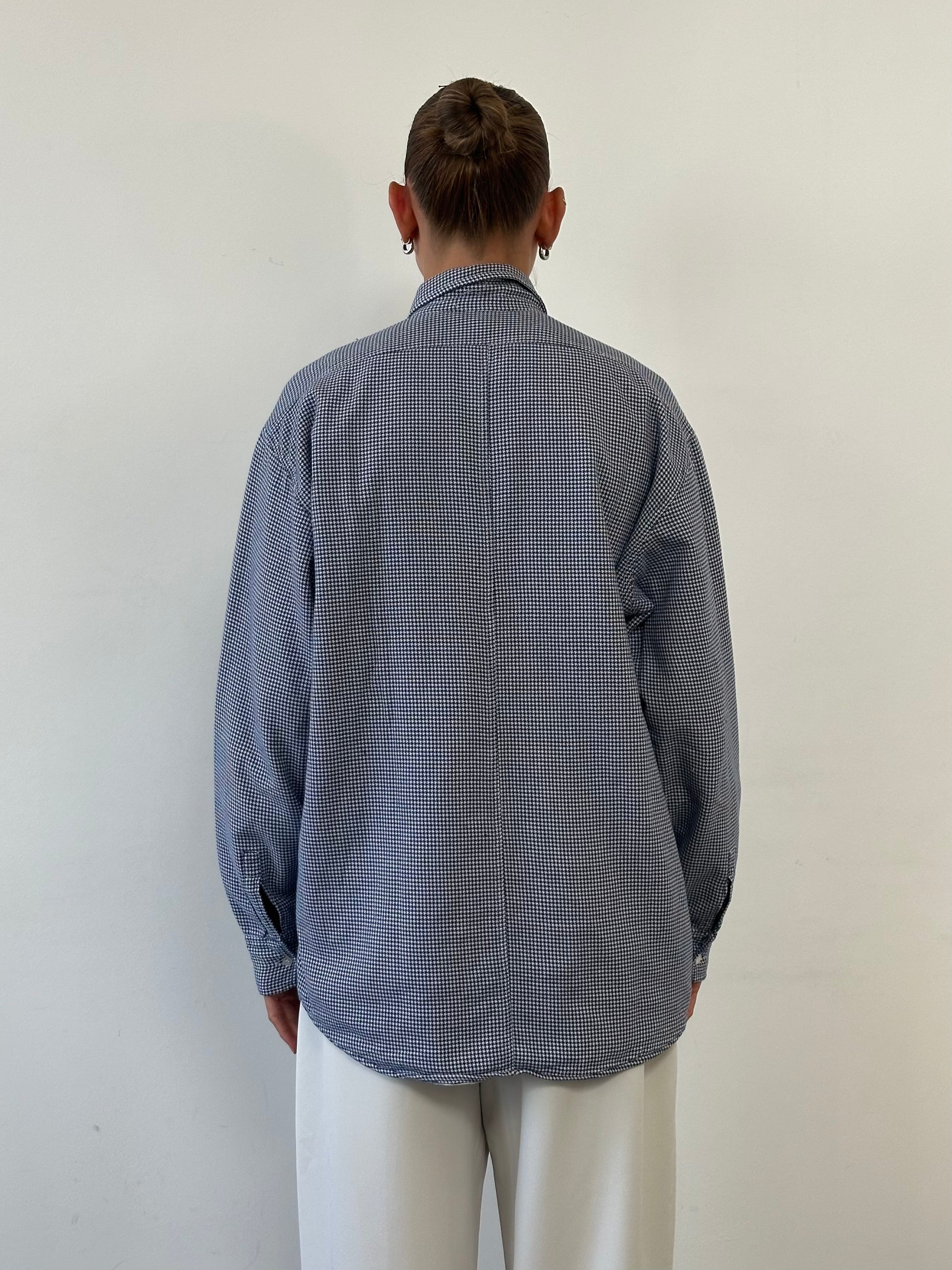 Vintage Italian vintage pure cotton thick gingham shirt in size L/XL, featuring classic checkered pattern and durable fabric.