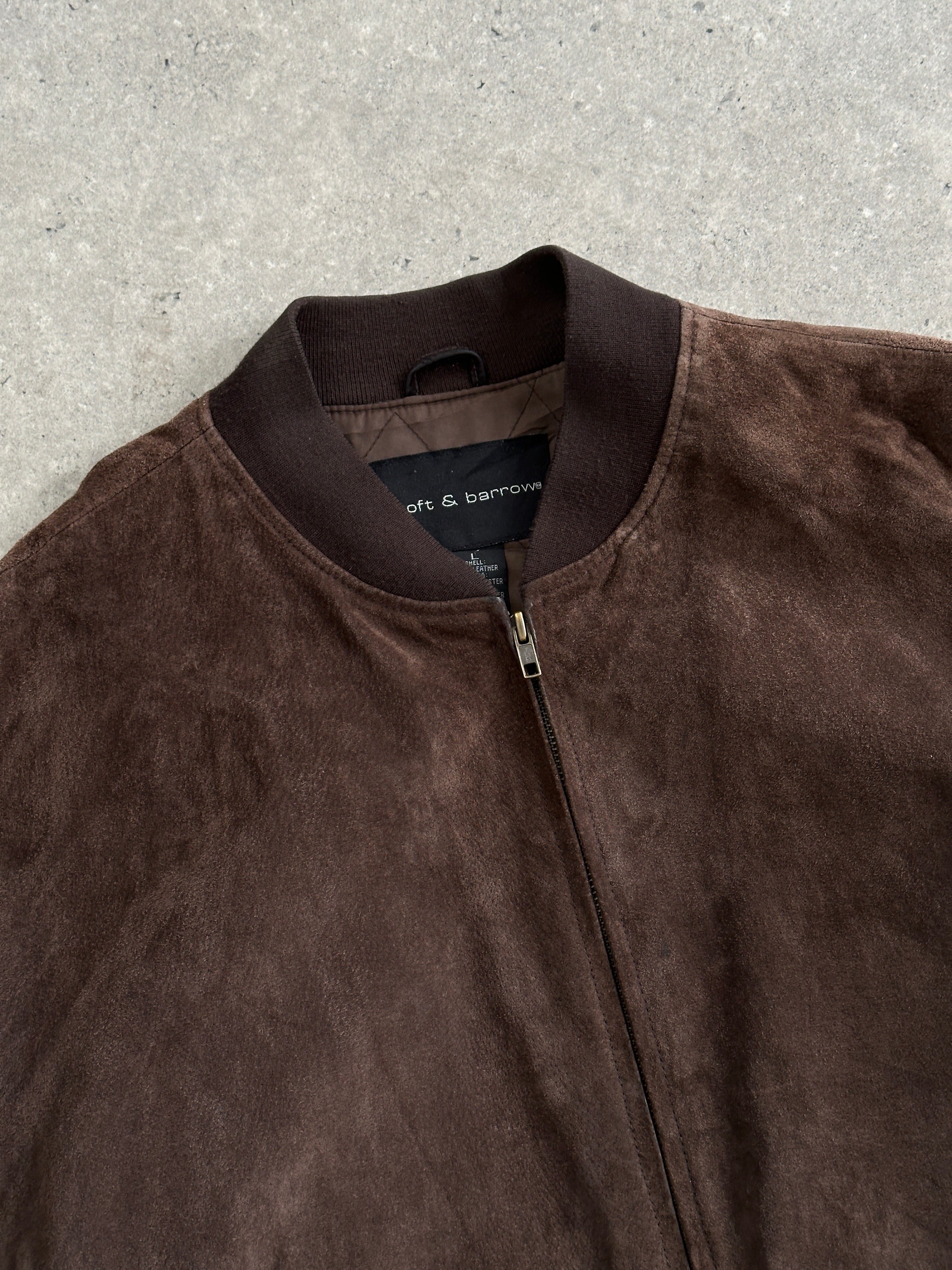 Vintage brand vintage suede leather bomber jacket in XL size, featuring classic style and textured suede material.