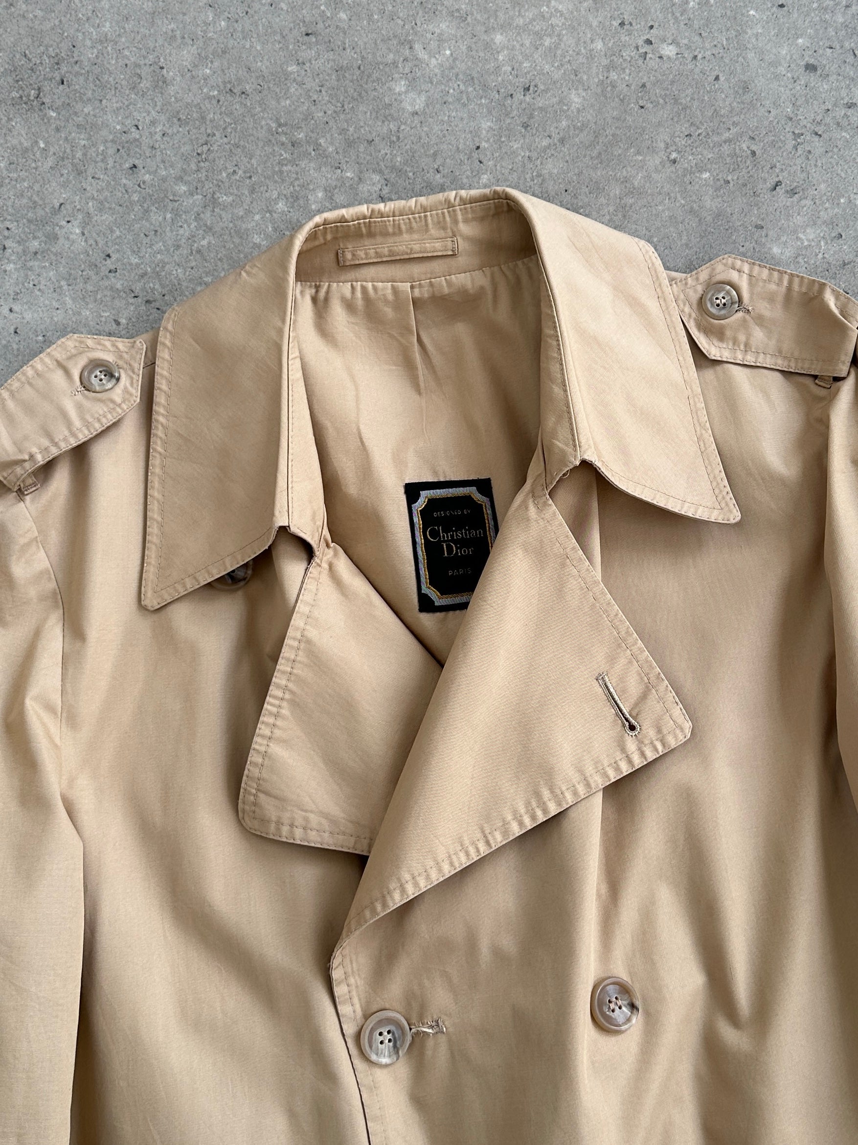 Christian Dior Paris Cotton Double Breasted Trench Coat - L - SYLK