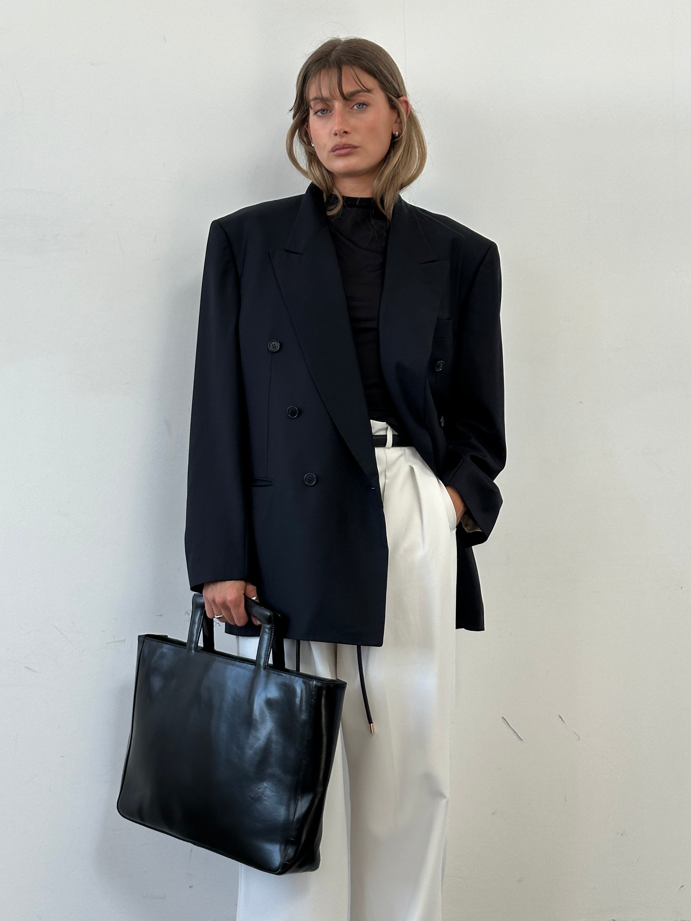 Pal Zileri x Loro Piana oversized double-breasted wool blazer with wide lapels in size 42R/XL, stylish and tailored.