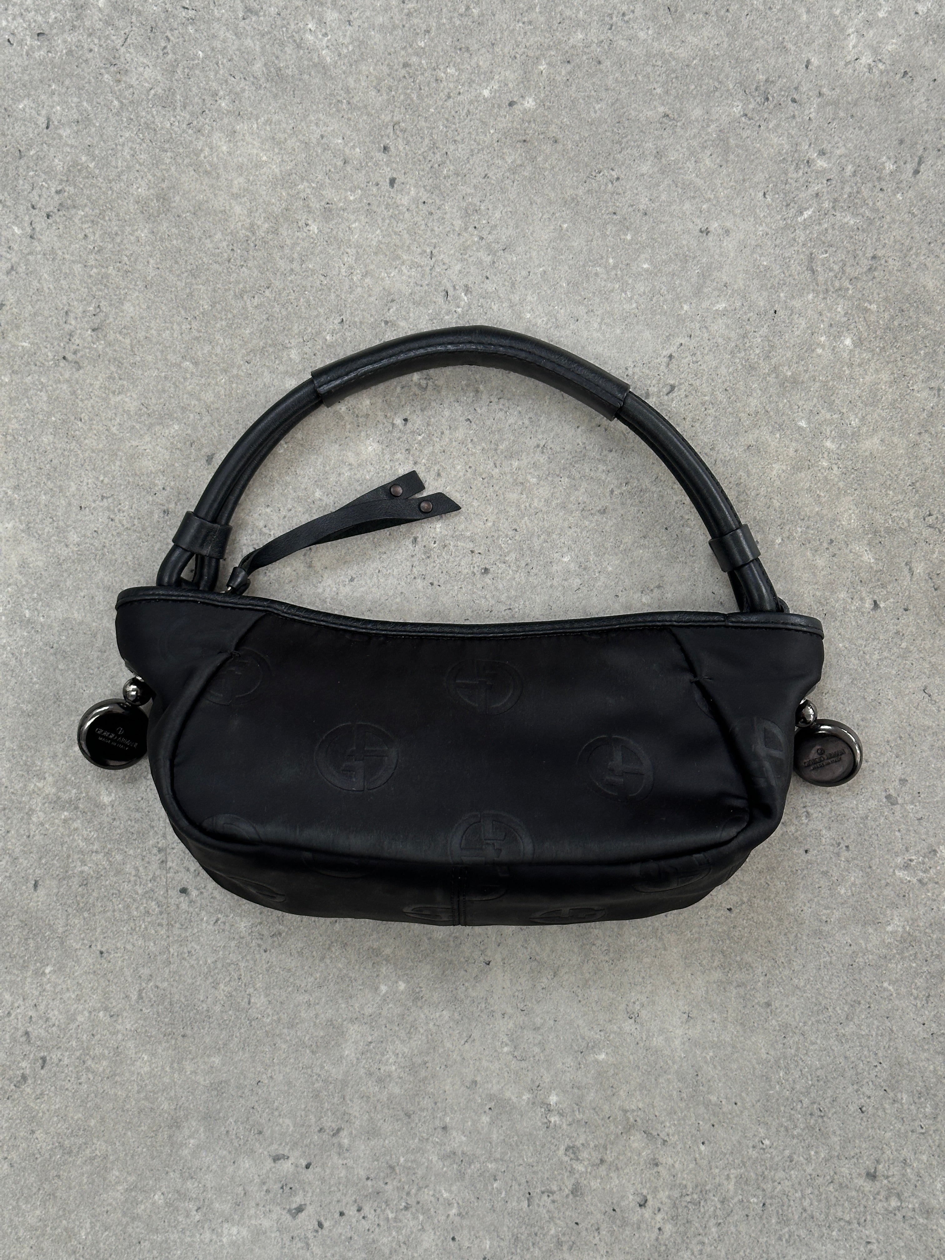 Giorgio Armani 2000s GA Monogram Baguette Bag with signature logo and sleek design, featuring a compact, stylish silhouette.