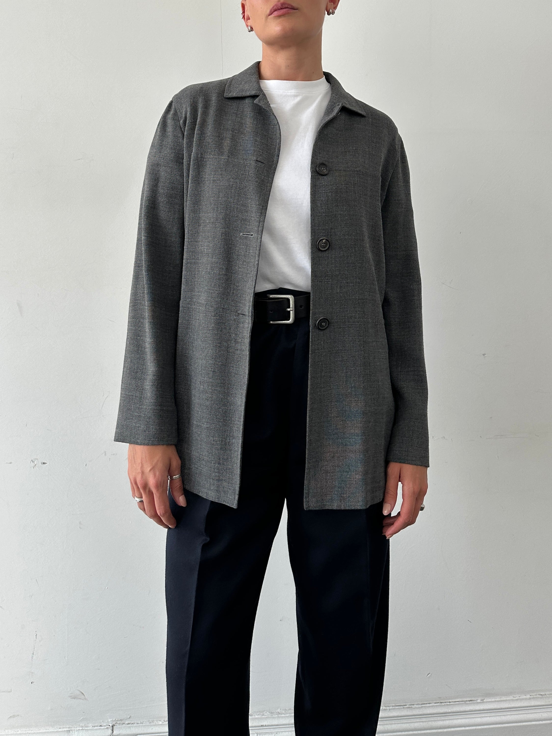 Marella Minimal Wool lightweight jacket in size L, shown in a natural pose with clean design and neutral color.
