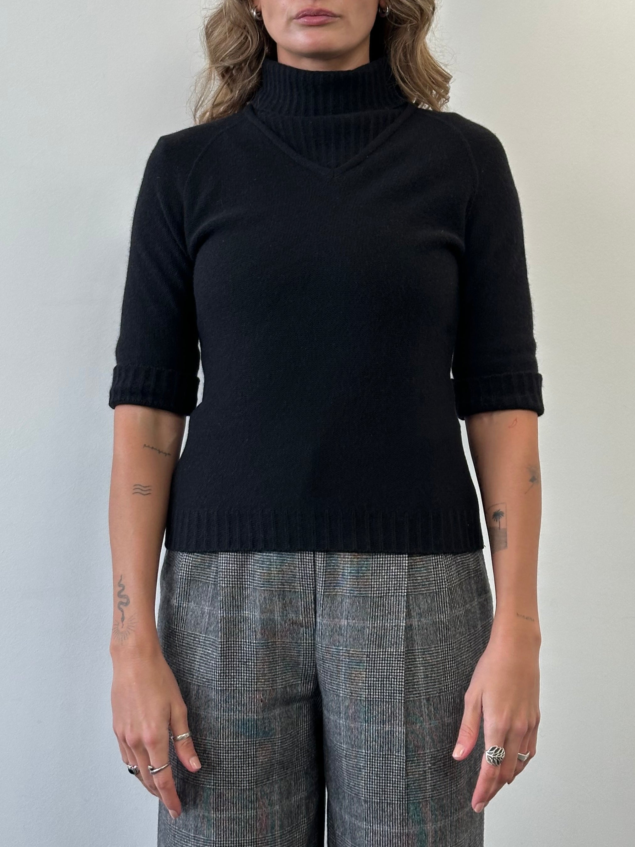 Max Mara Max Max Weekend wool roll neck jumper in size S, featuring a cozy knit design with a high neckline.