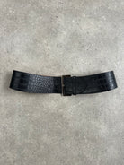 Vintage 1990s Square Buckle Leather Chunky Belt - W34-36 - SYLK