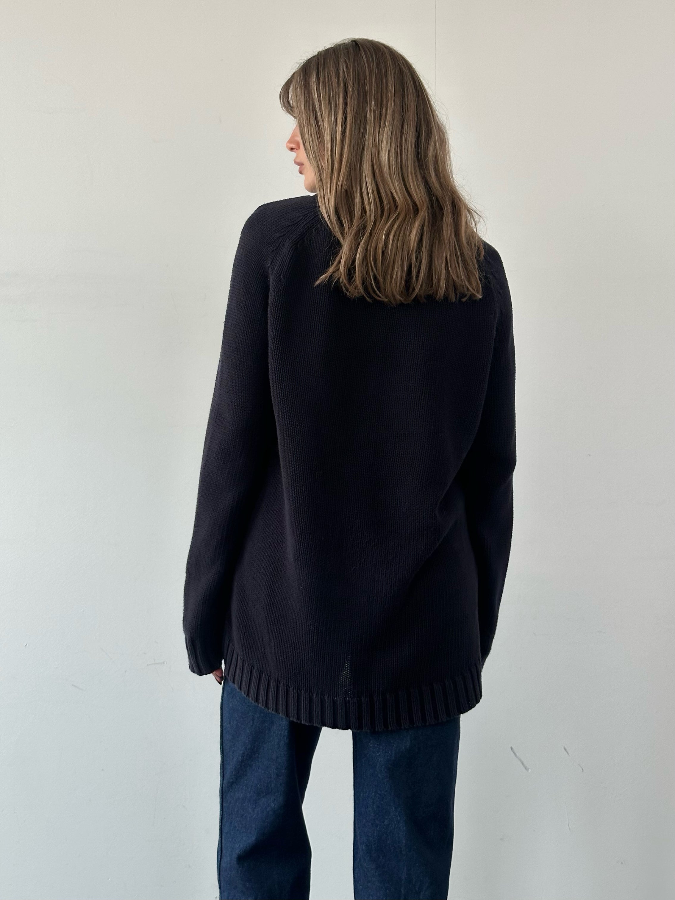 Yves Saint Laurent pure cotton knitted logo jumper in XXL, featuring the iconic YSL logo on a soft, classic knit fabric.