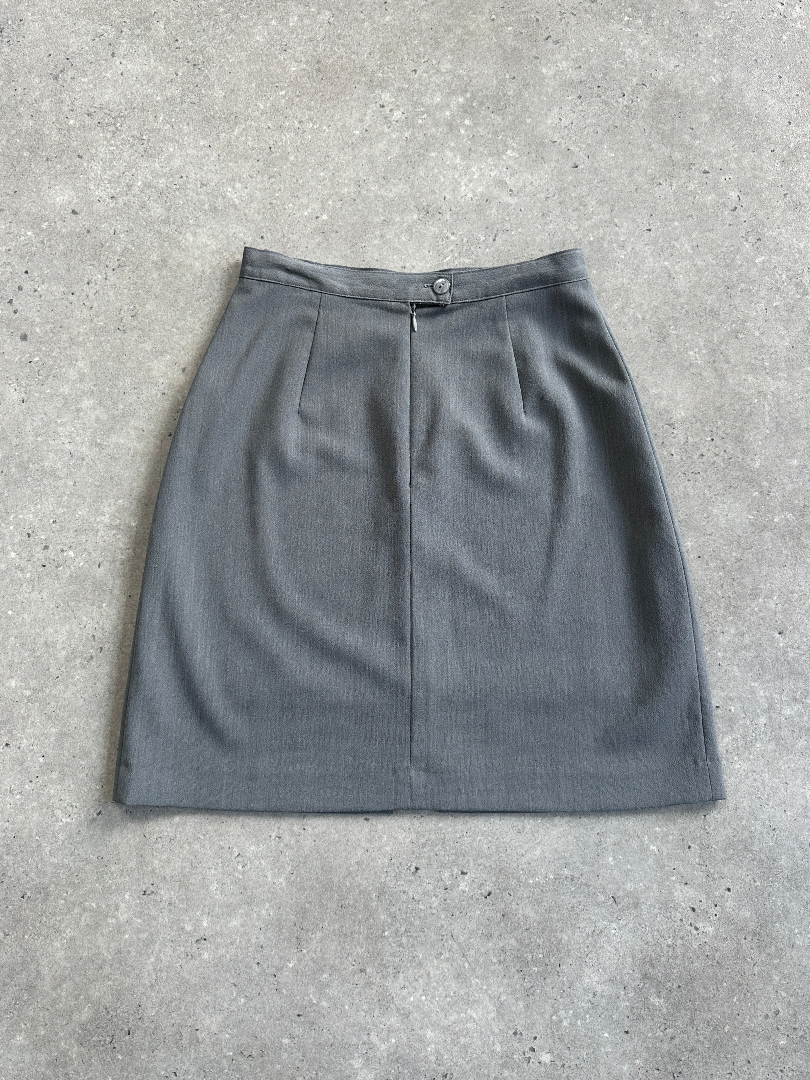 Italian vintage double layered front split mini skirt in soft fabric, featuring a stylish layered design and a flattering fit.