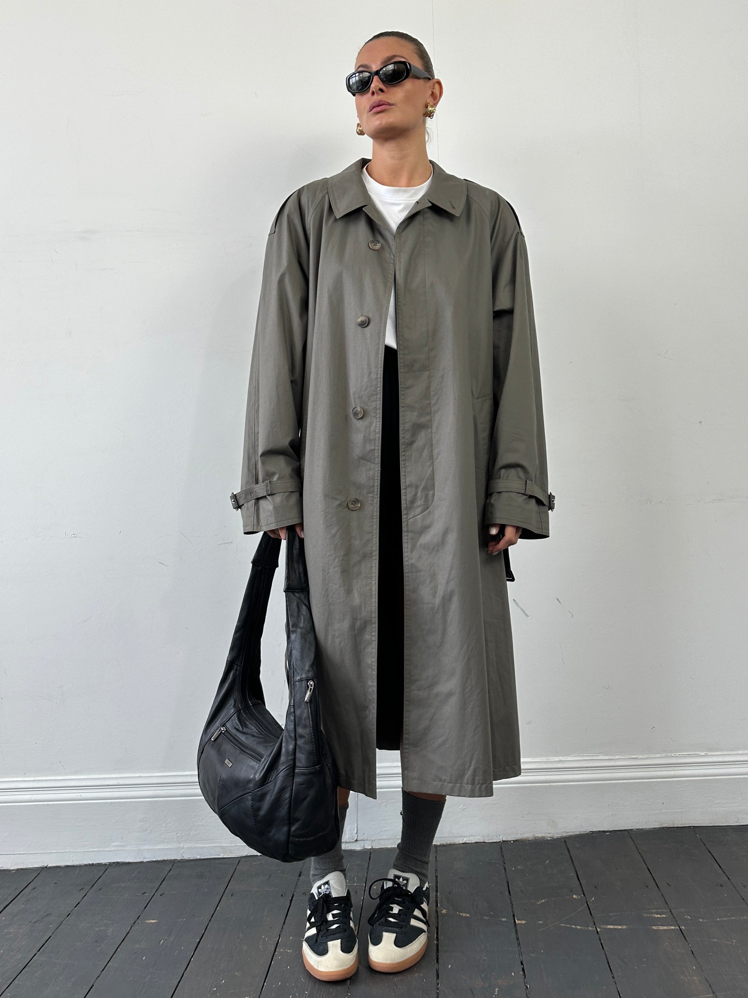 Vintage Concealed Placket Belted Trench Coat - XL - SYLK