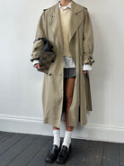 Vintage Removable Fur Lined Double Breasted Belted Trench Coat - XL - SYLK