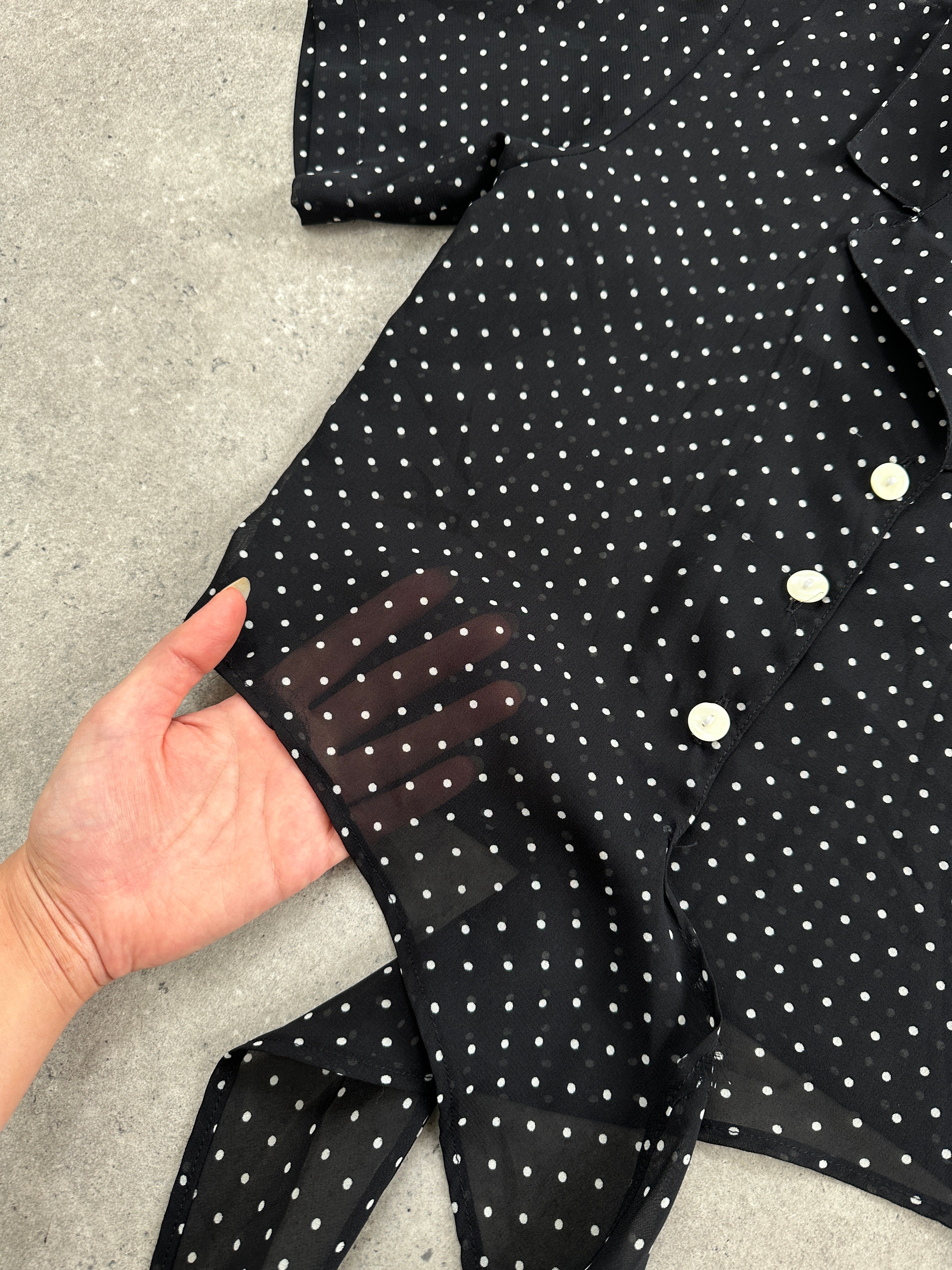 Italian Vintage 2000s Polkadot Sheer Tie Top - S - SYLK