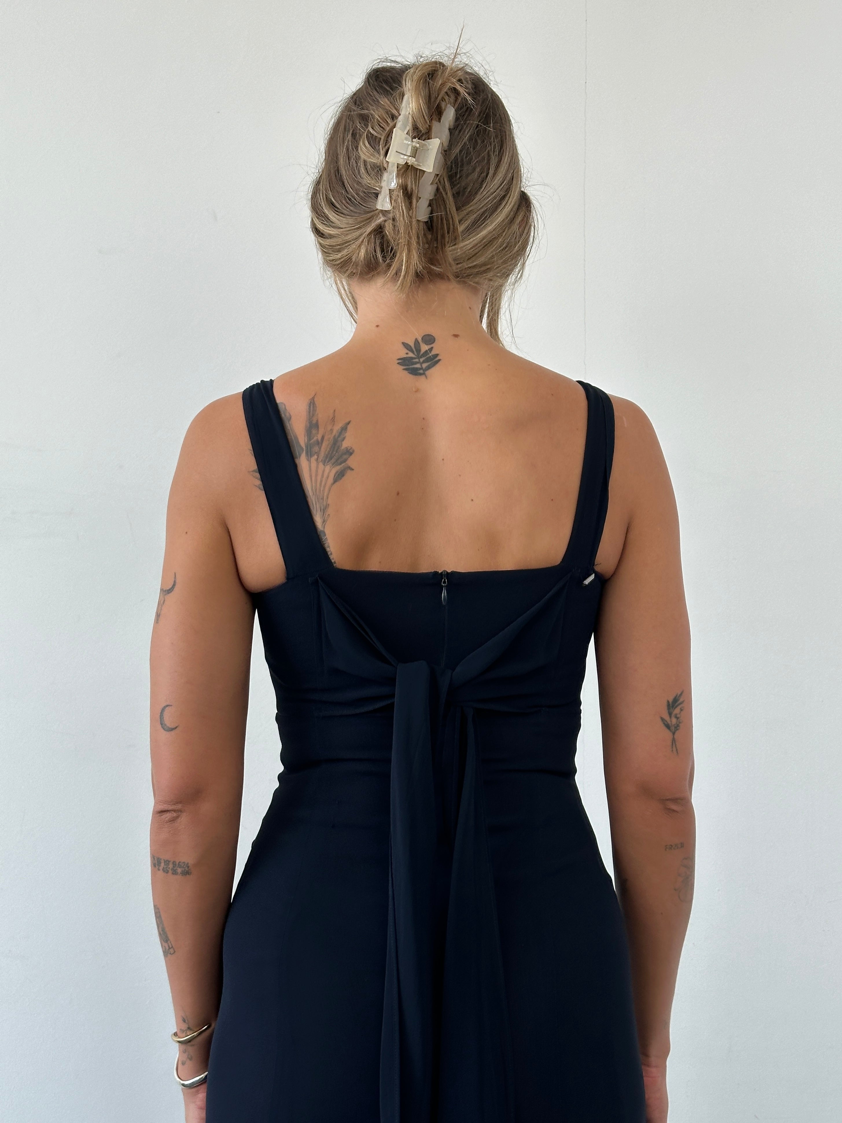 MAX&Co chiffon tie-back floaty midi dress in XS/S, featuring a flowing fabric and elegant design with a tie detail at the back.