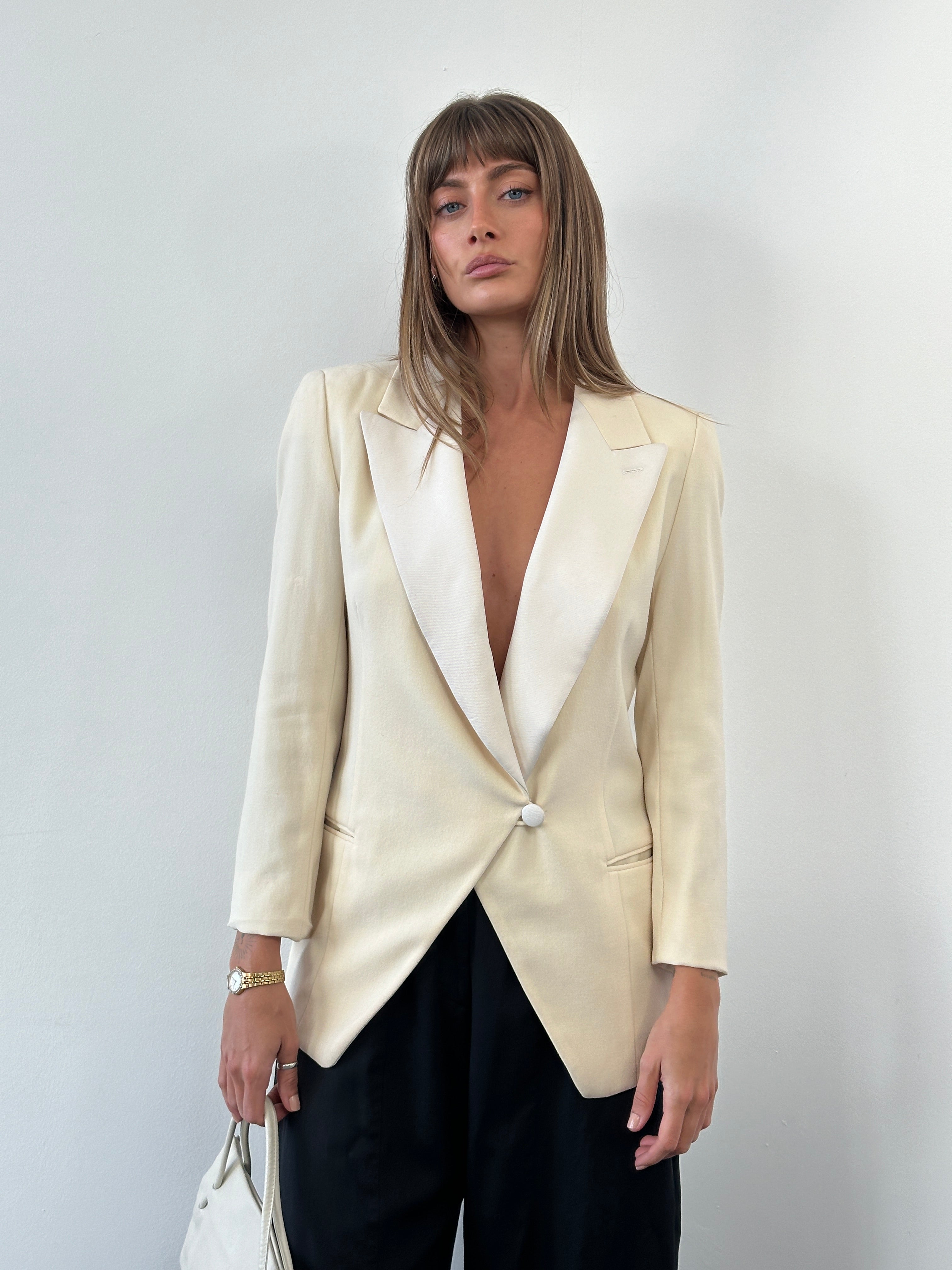 Giorgio Armani 1980s Wool Satin Tuxedo Blazer - S/M | SYLK