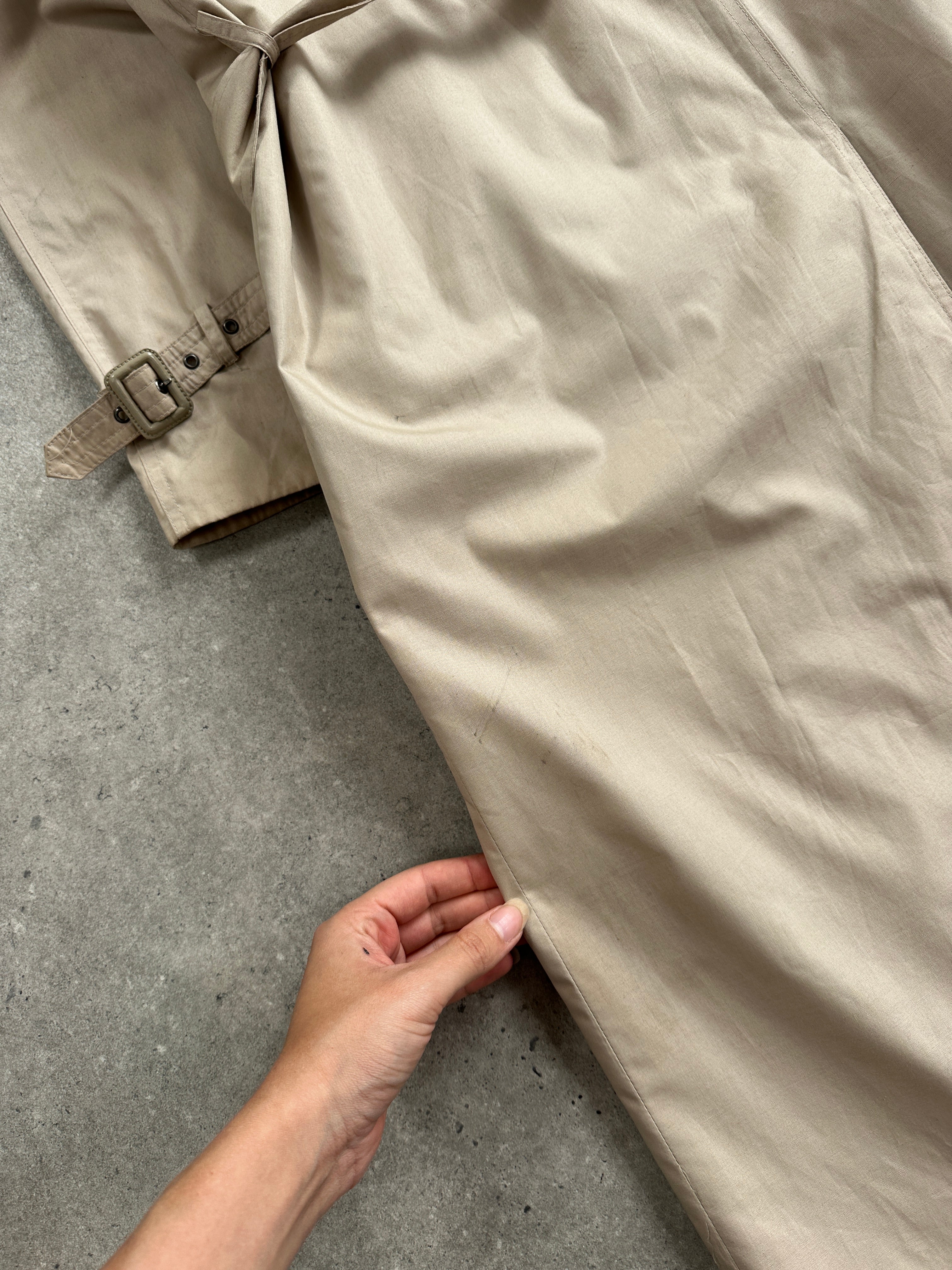 Yves Saint Laurent 1980s Cotton Double Breasted Belted Trench Coat - XL - SYLK