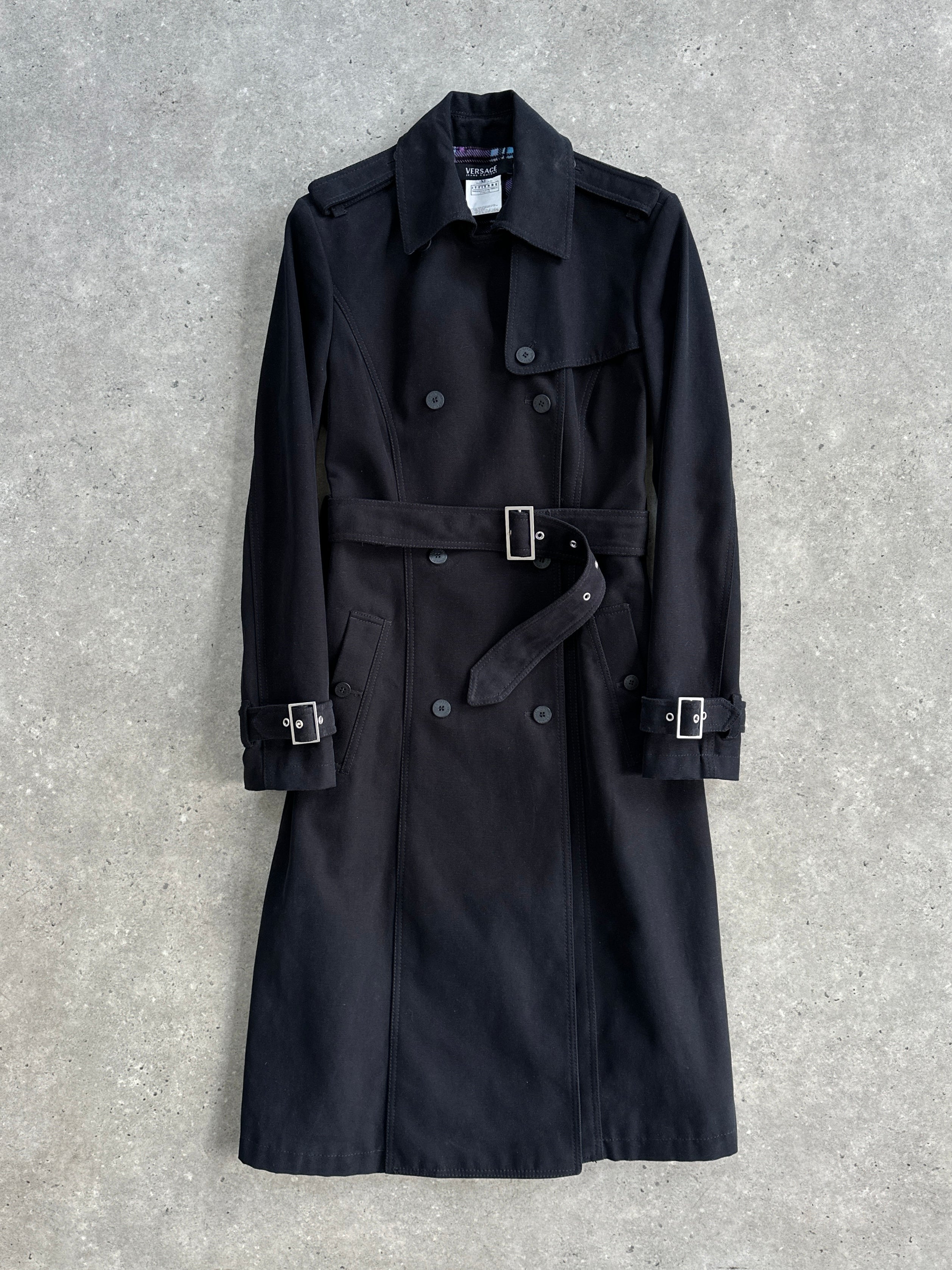 Versace Jeans Couture 00s pure cotton belted trench coat in beige, stylish and tailored with classic design details.