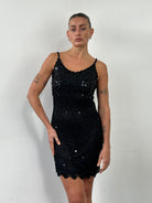 Vintage Sequin Crochet Midi Slip Dress - XS/S - SYLK