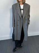 British Vintage Pure Wool Double Breasted Herringbone Coat - L/XL - SYLK