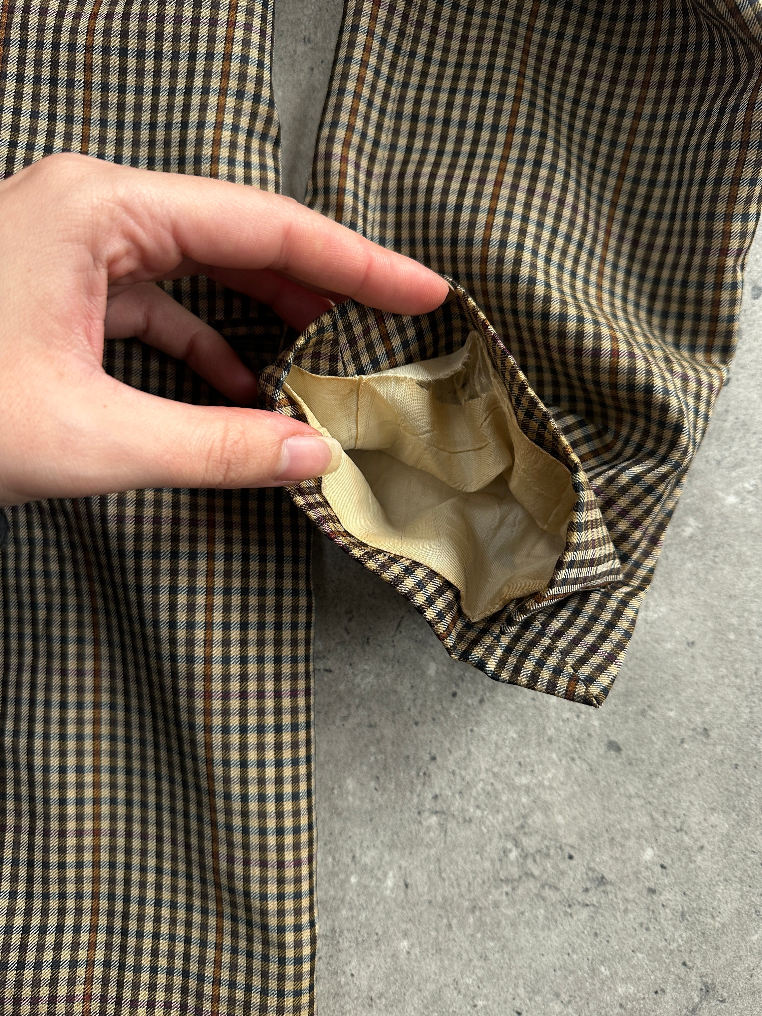 Pal Zileri x Loro Piana 1990s Tasmanian wool mini check blazer in size 36R/M, tailored fit with classic check pattern.