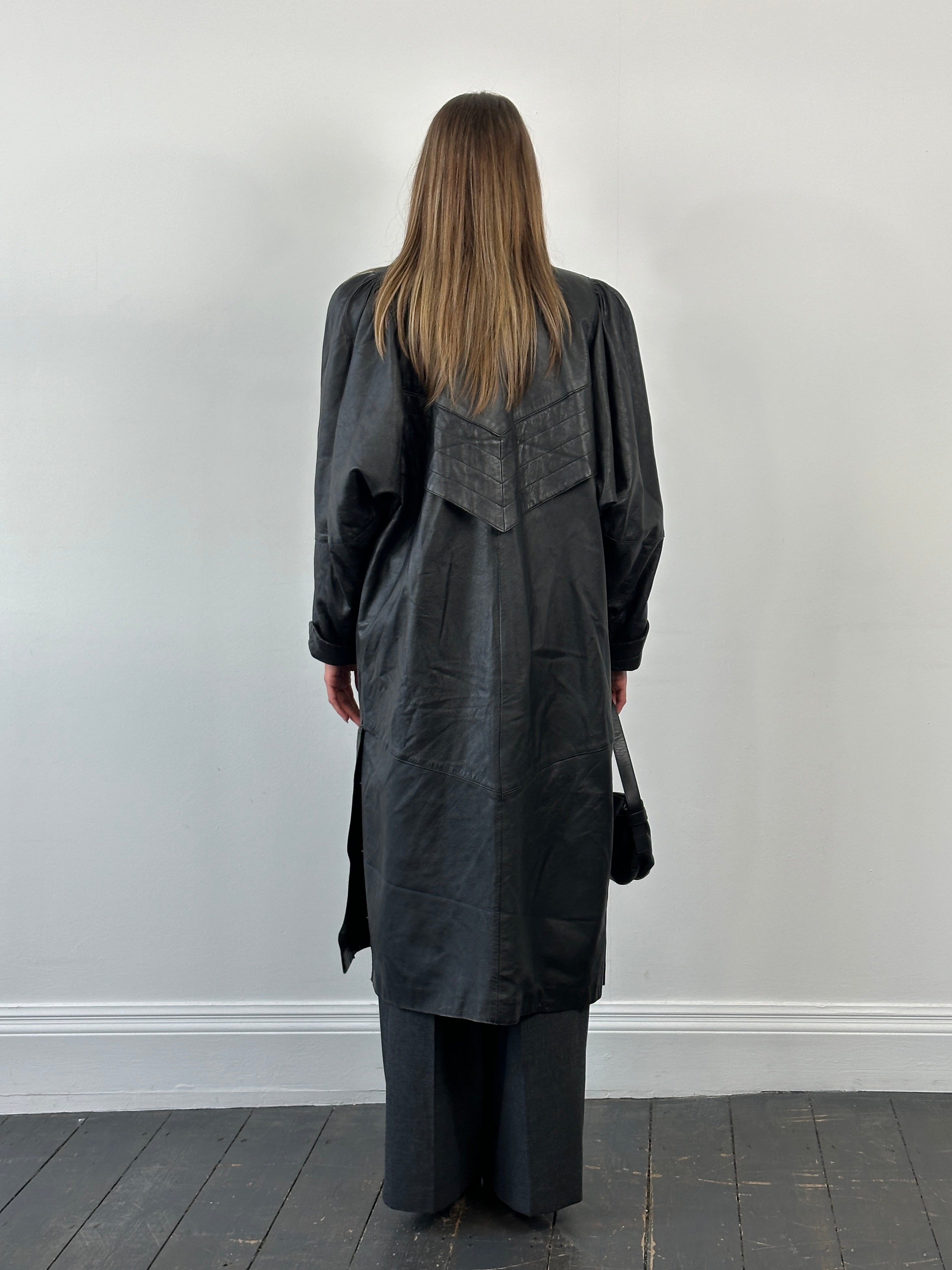 Vintage 1990s Leather Trench Coat - XL - SYLK