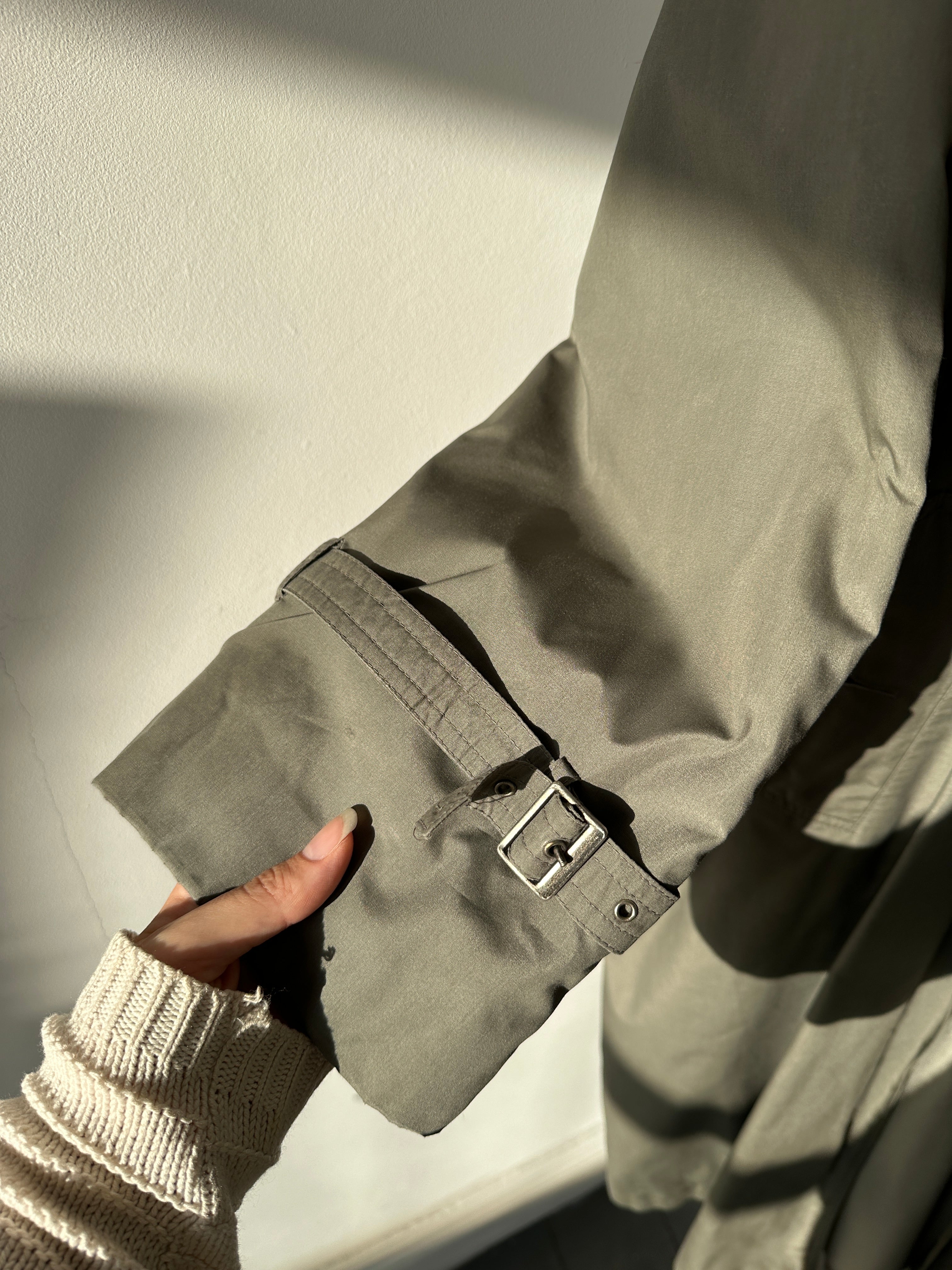 Pierre Cardin belted cotton blend trench coat in XL, featuring classic design with front buttons and a waist belt.