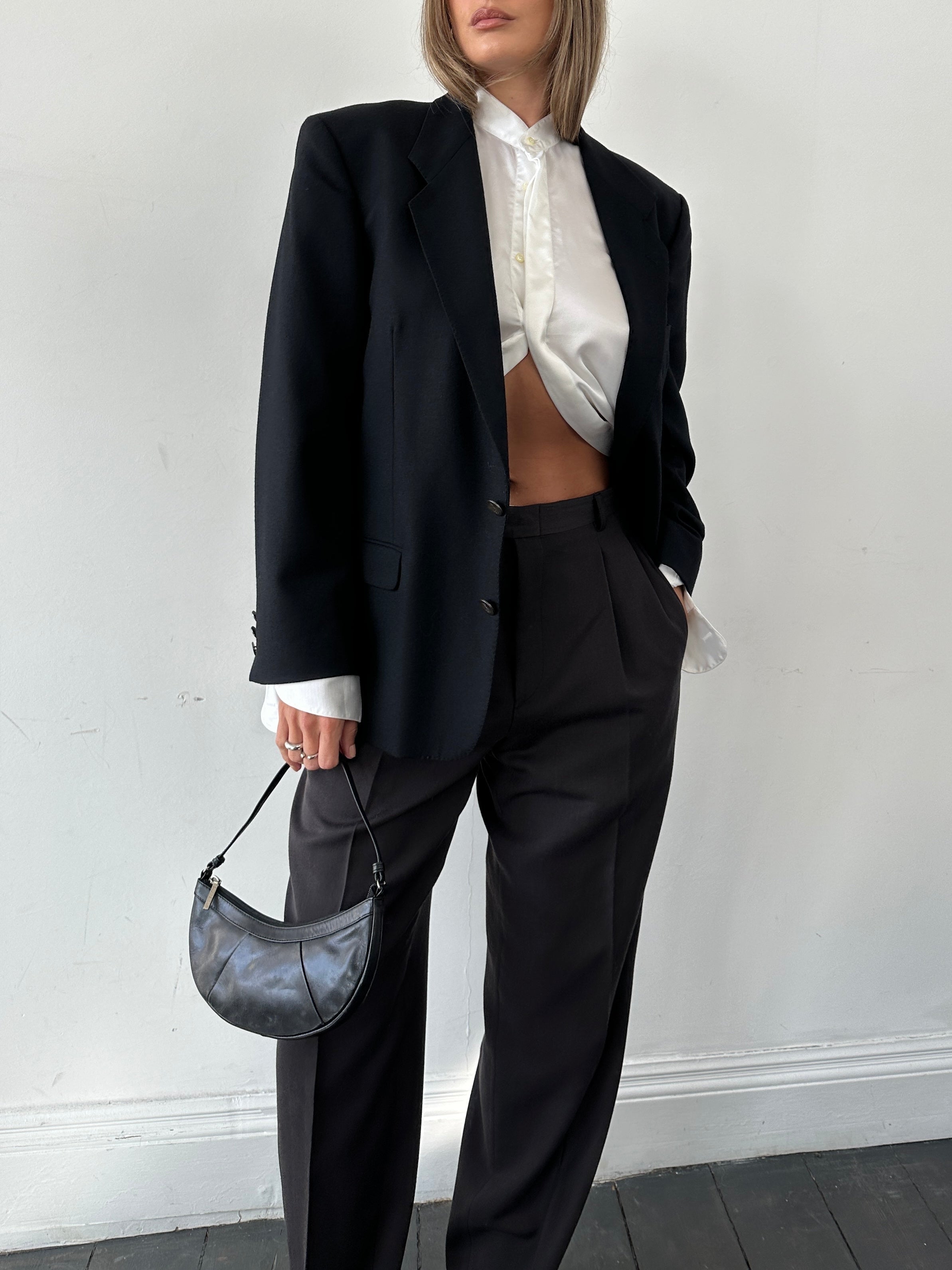 St Michael Cashmere Wool Single Breasted Blazer - 42S - SYLK