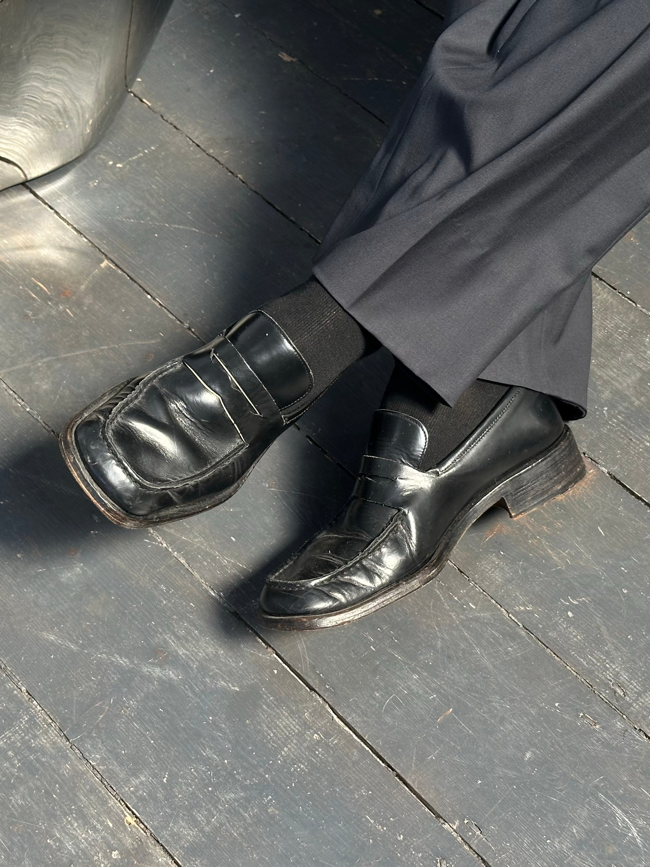 Gucci 2000s Leather Square Toe Loafers -